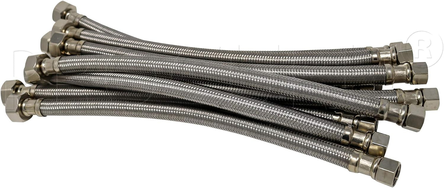 [10-Pack] PROCURU 16-Inch x 3/8" Comp x 1/2" FIP Faucet Hose Connector