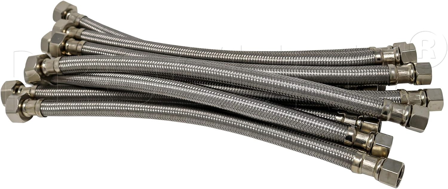 [10-Pack] PROCURU 16-Inch x 3/8" Comp x 1/2" FIP Faucet Hose Connector