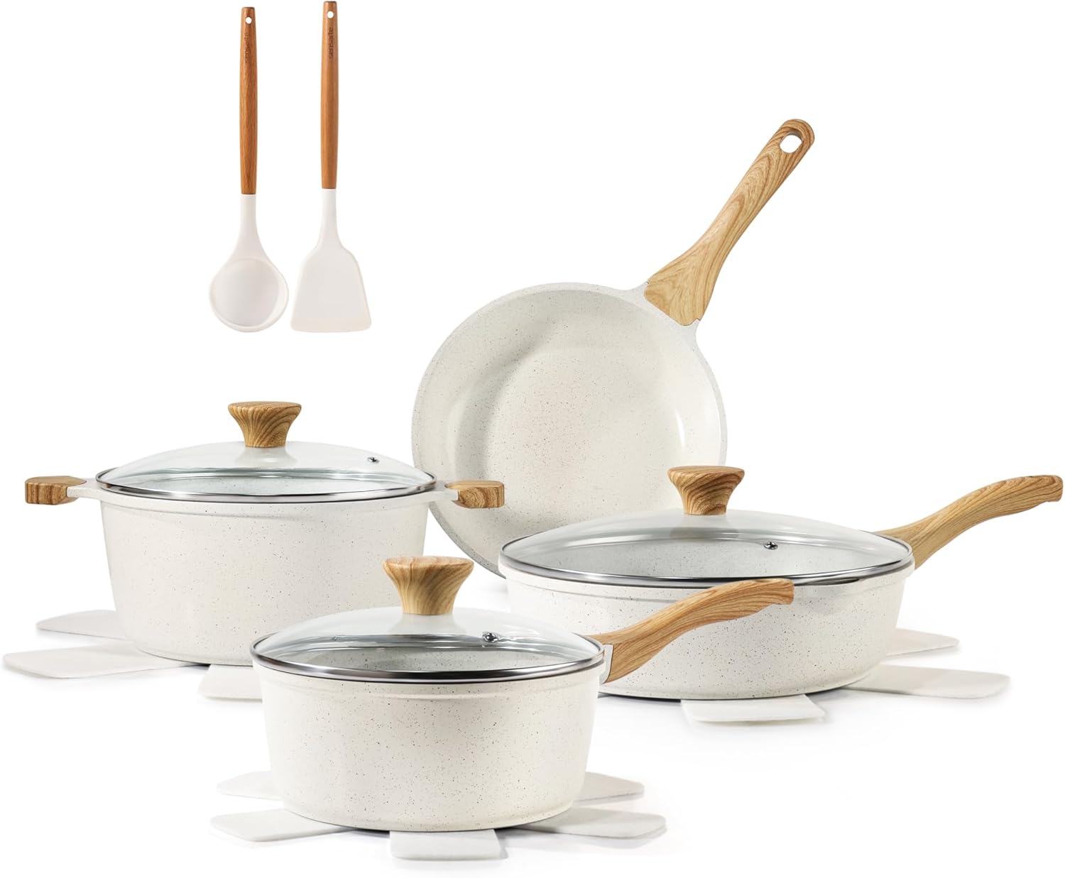 SENSARTE Nonstick Ceramic Cookware Set, 13-Piece Non-toxic Pots and Pa