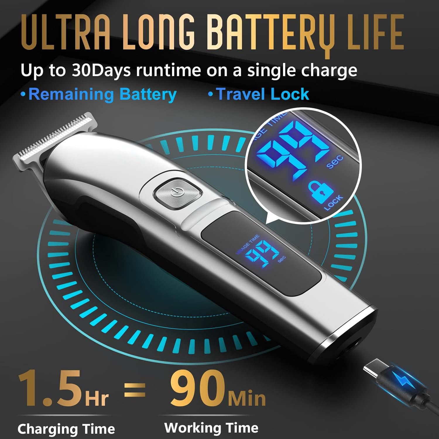Ufree Beard Trimmer for Men, Waterproof Electric Razor for Nose, Body,