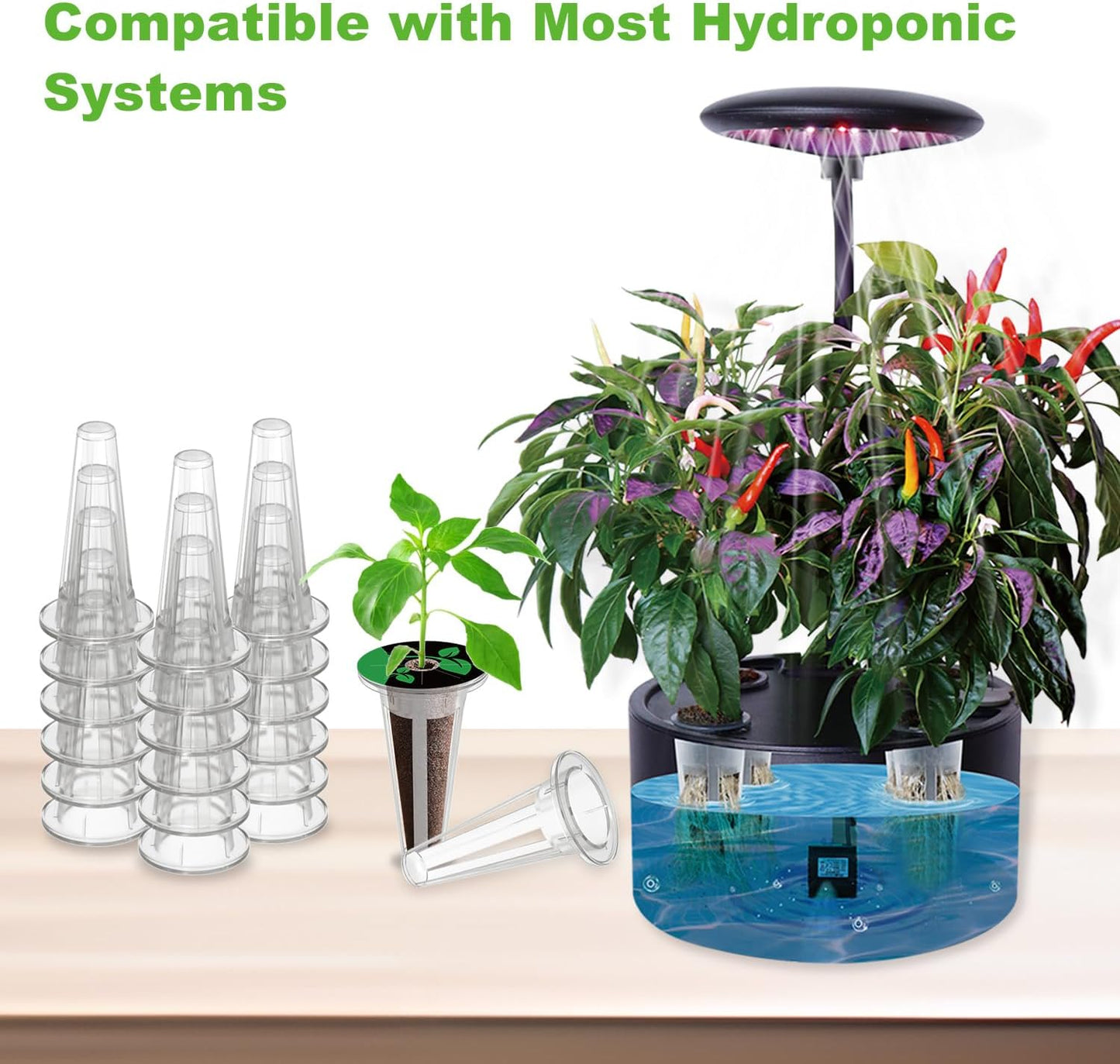 50 Pack Hydroponic Grow Baskets with 51PCS Seed Pod Labels Stickers, R