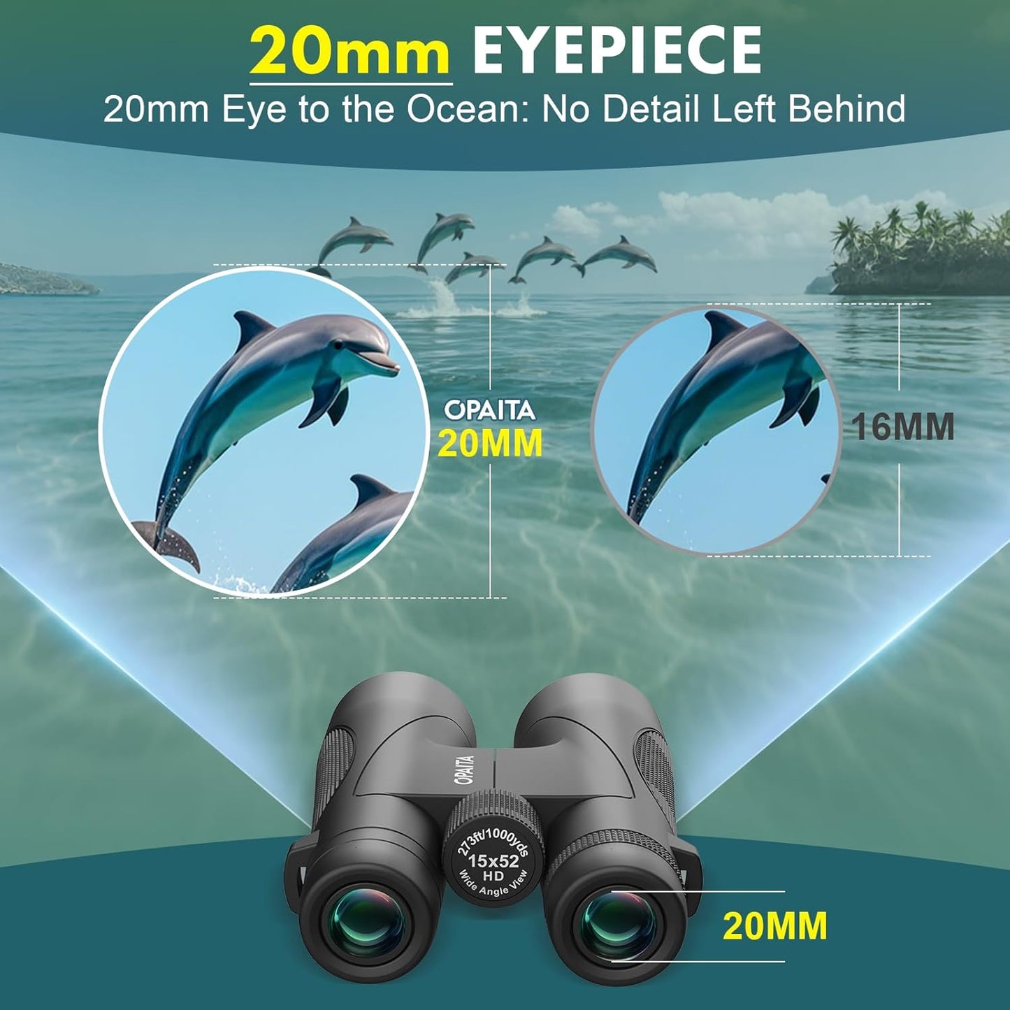 15x52 High Powered Binoculars for Adults - OPAITA HD Professional Bird Watching Binoculars with BAK4 Prism & FMC Lensfor Hunting, Stargazing, Travel, Sports - Birthday Gifts for Men