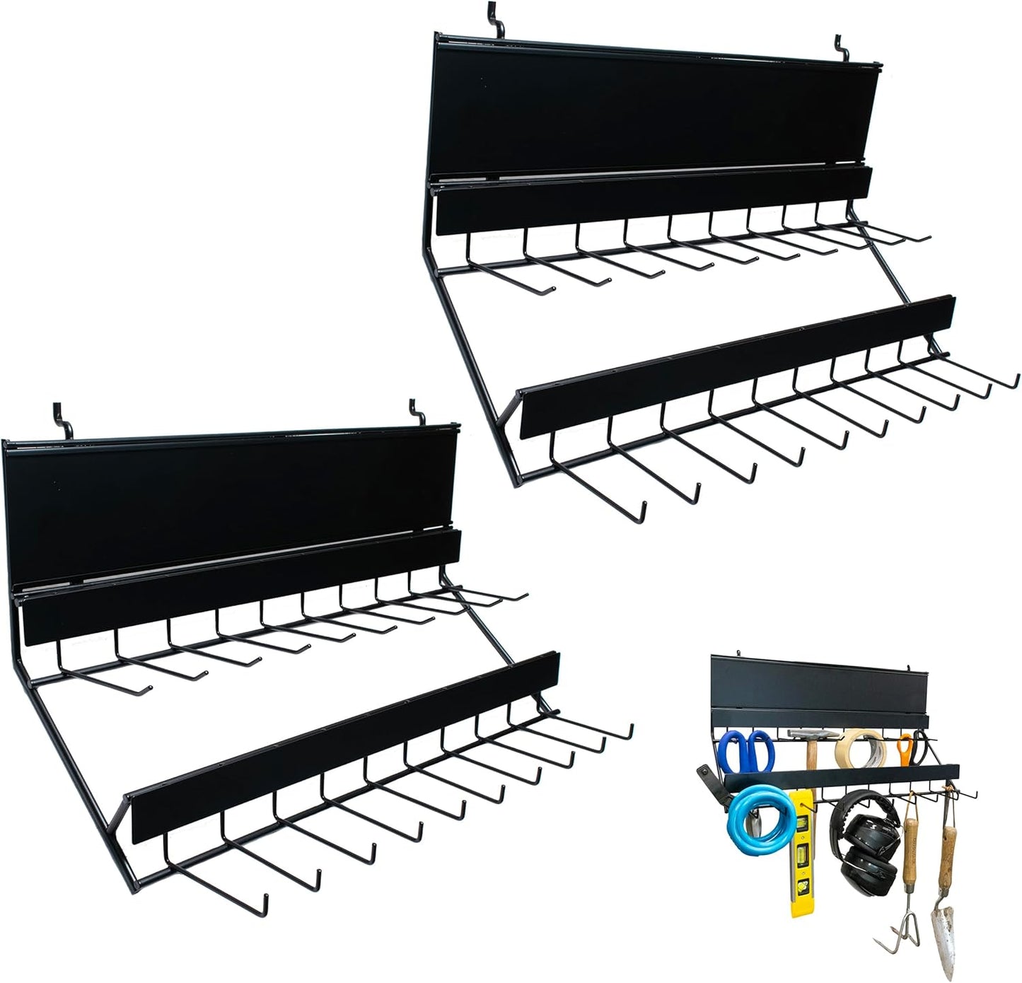 Century Drill & Tool, 2-tier pegboard rack space saver #03199 – perfect for garage organization, store garden equipment and tools, hanging crafts & jewelry, retail, product display (2 Pack)