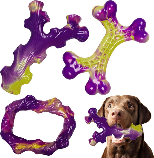 Tough Dog Toys for Aggressive Chewers 3 Pack, Indestructible Dog Toy f