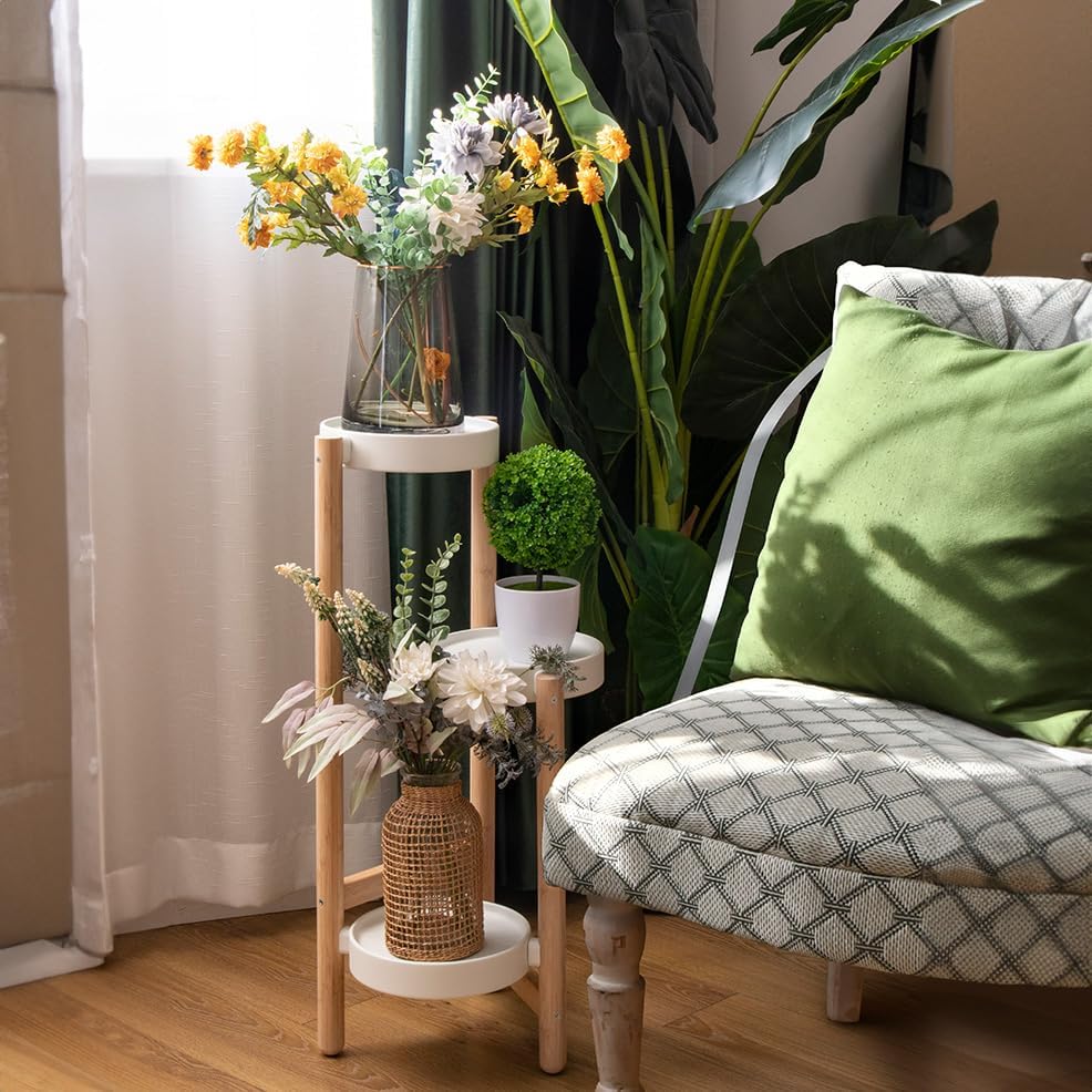 Plant Stand Indoor, 3 Tier Bamboo Plant Stands Corner Plant Stand for Multiple Plants, Tall Plant Shelf Plant Holders for Indoor, Outdoor, Corner, Living Room, Balcony, and Bedroom