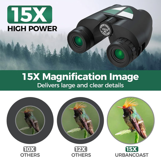 15x32 Compact Binoculars for Adults, High Power Lightweight Small Bino