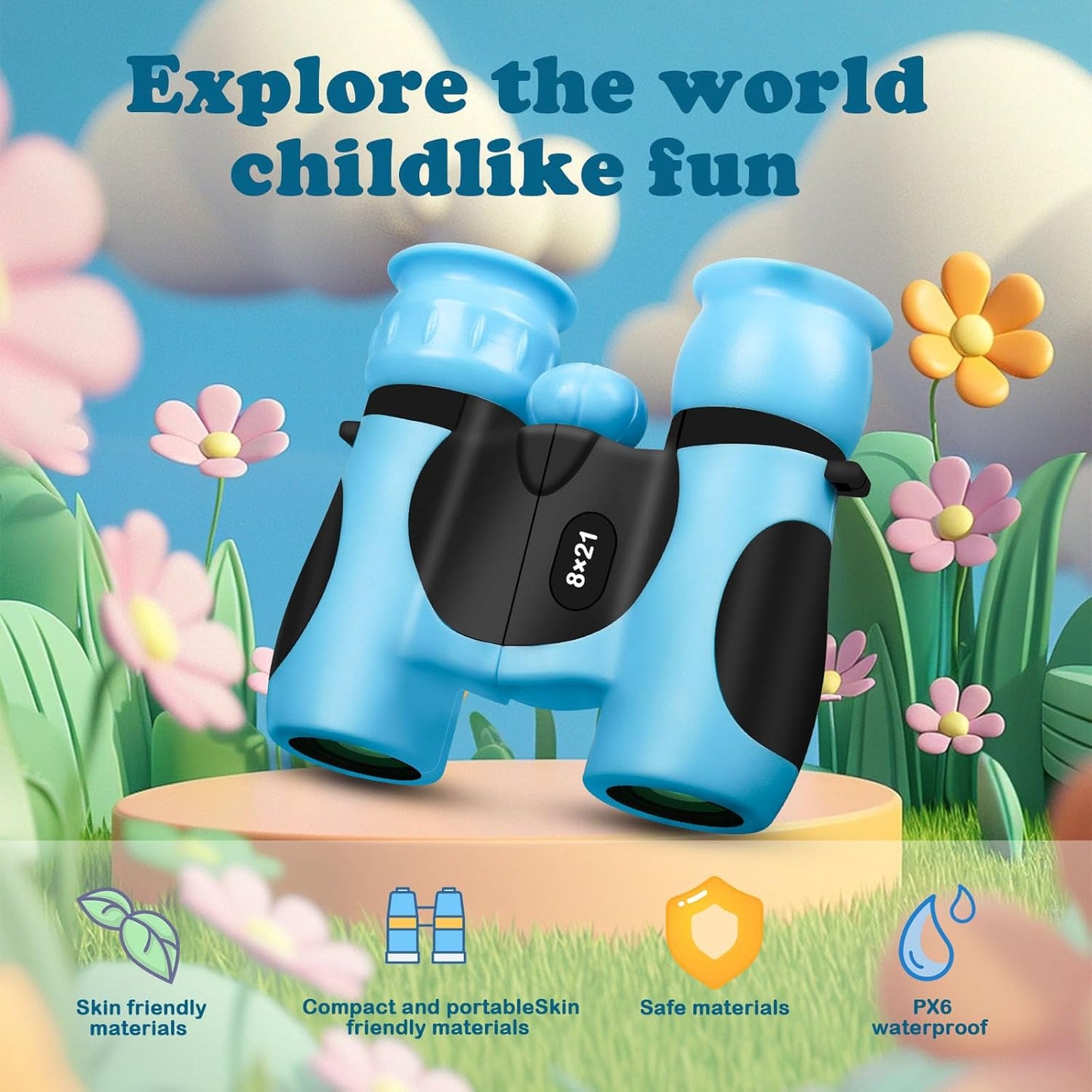 BLACKICE Binoculars for Kids, High-Resolution 8x21, Kids Binoculars Gi