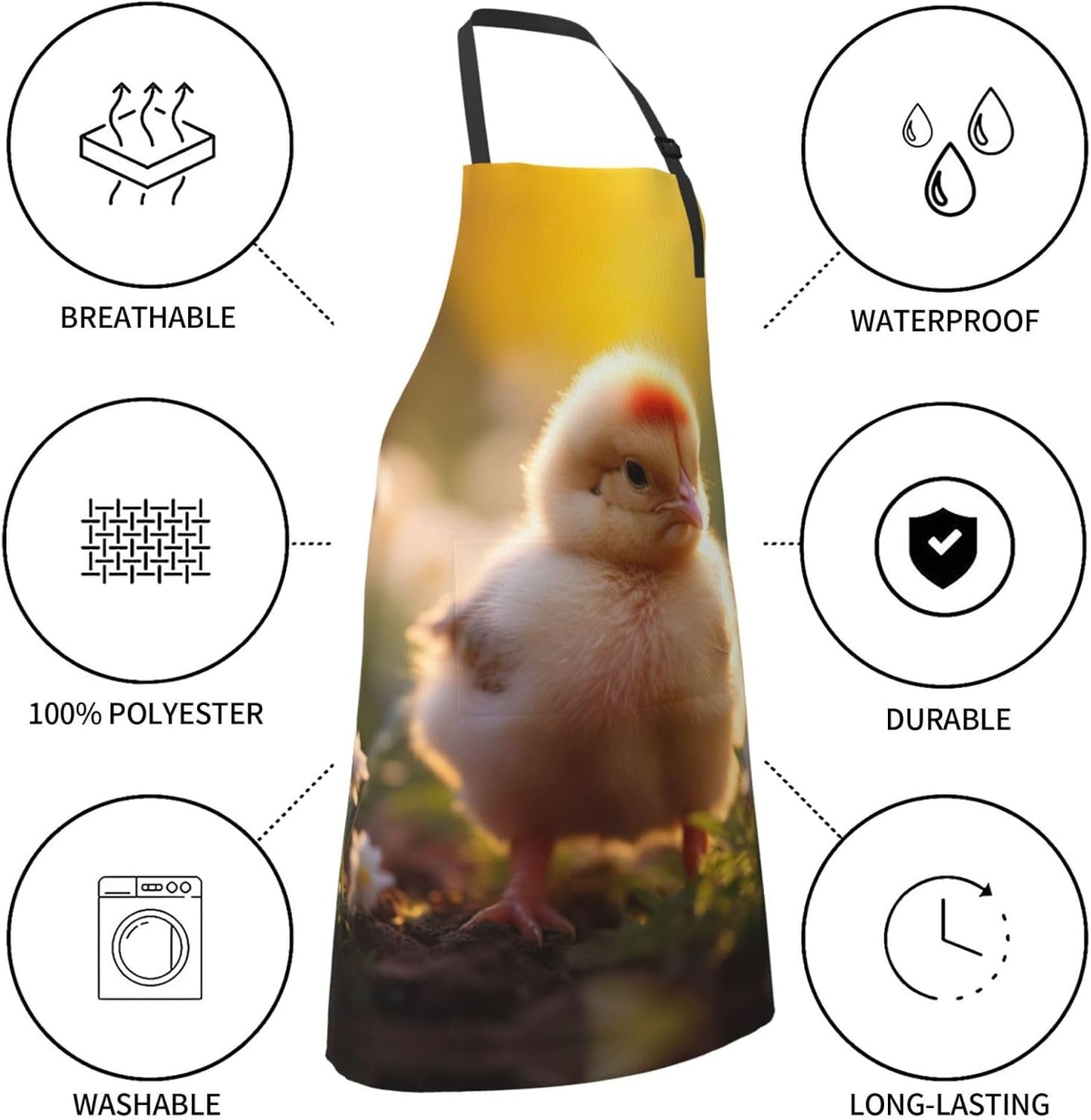 Red Chicken print Waterproof apron with pocket adjustable cooking apron for adult kitchen bibs to bake