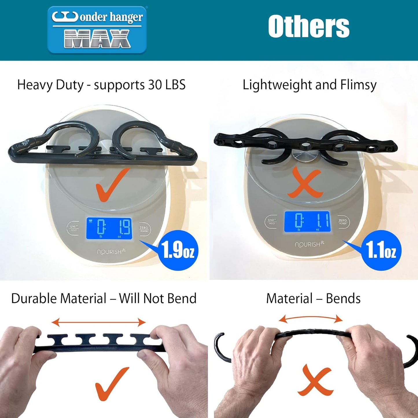 Wonder Hanger Max 10-Pack Space Saving Hangers, Reinforced Hooks Swive