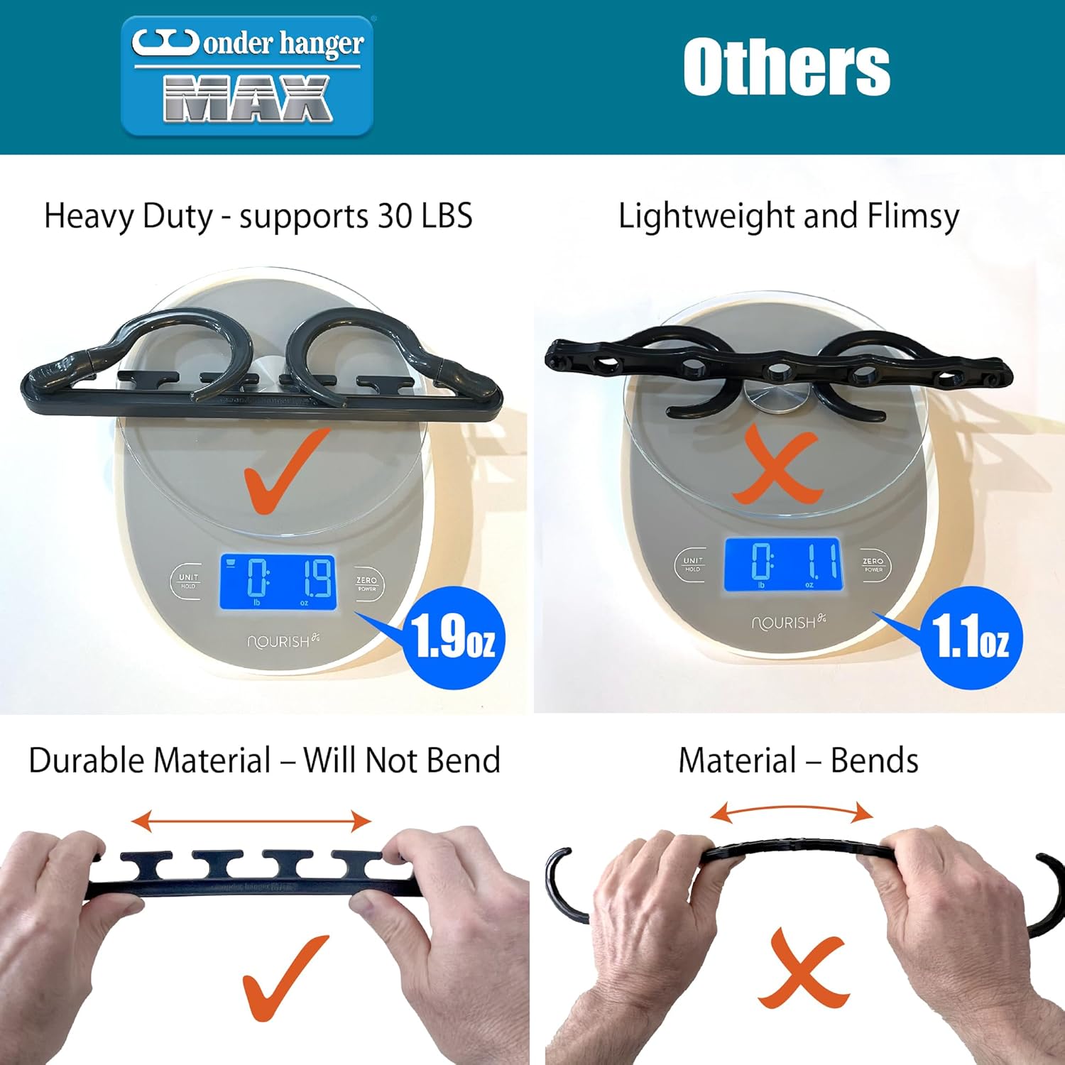 Wonder Hanger Max 10-Pack Space Saving Hangers, Reinforced Hooks Swive