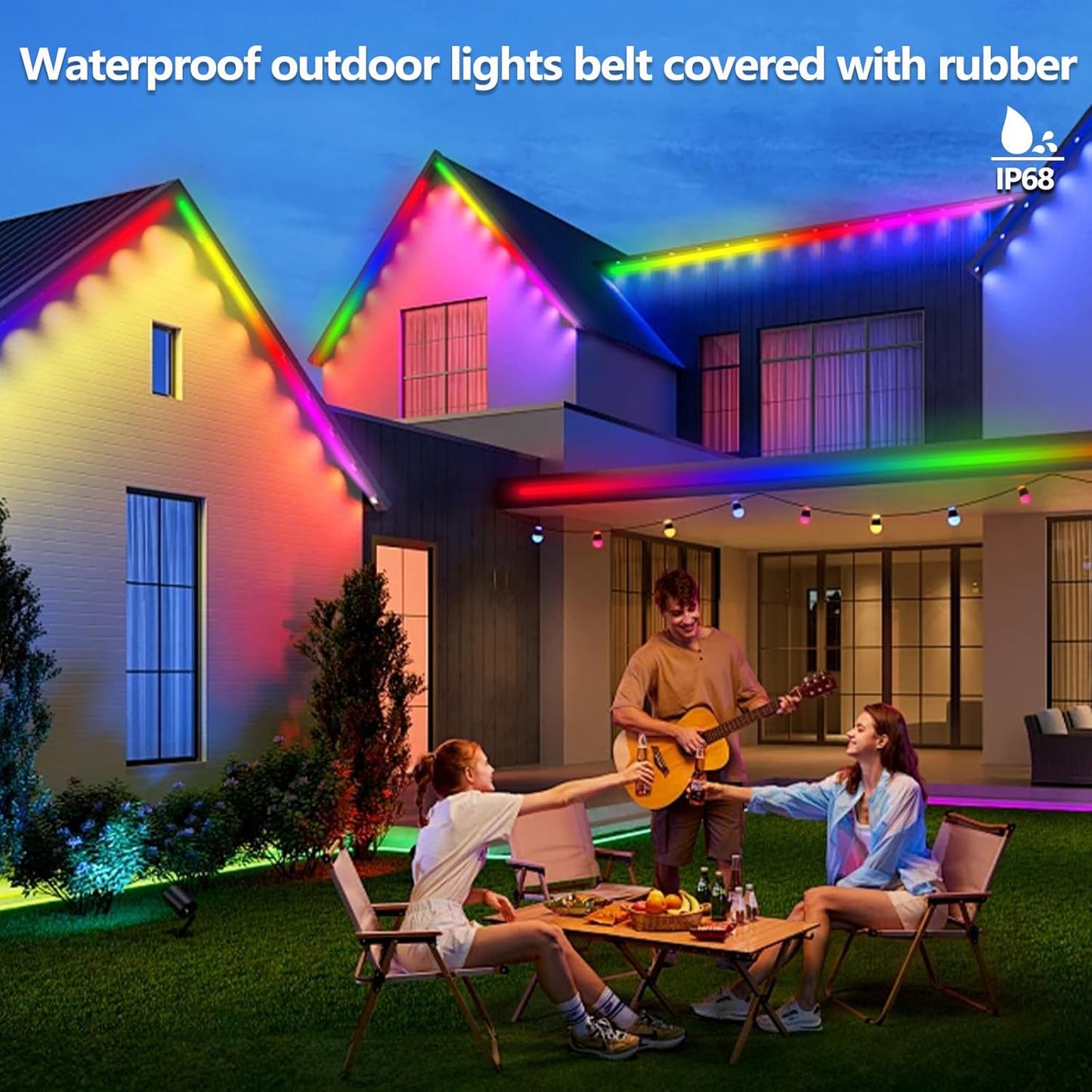 65.6FT Outdoor LED Strip Light Waterproof,IP68 Outside RGB+IC Light St
