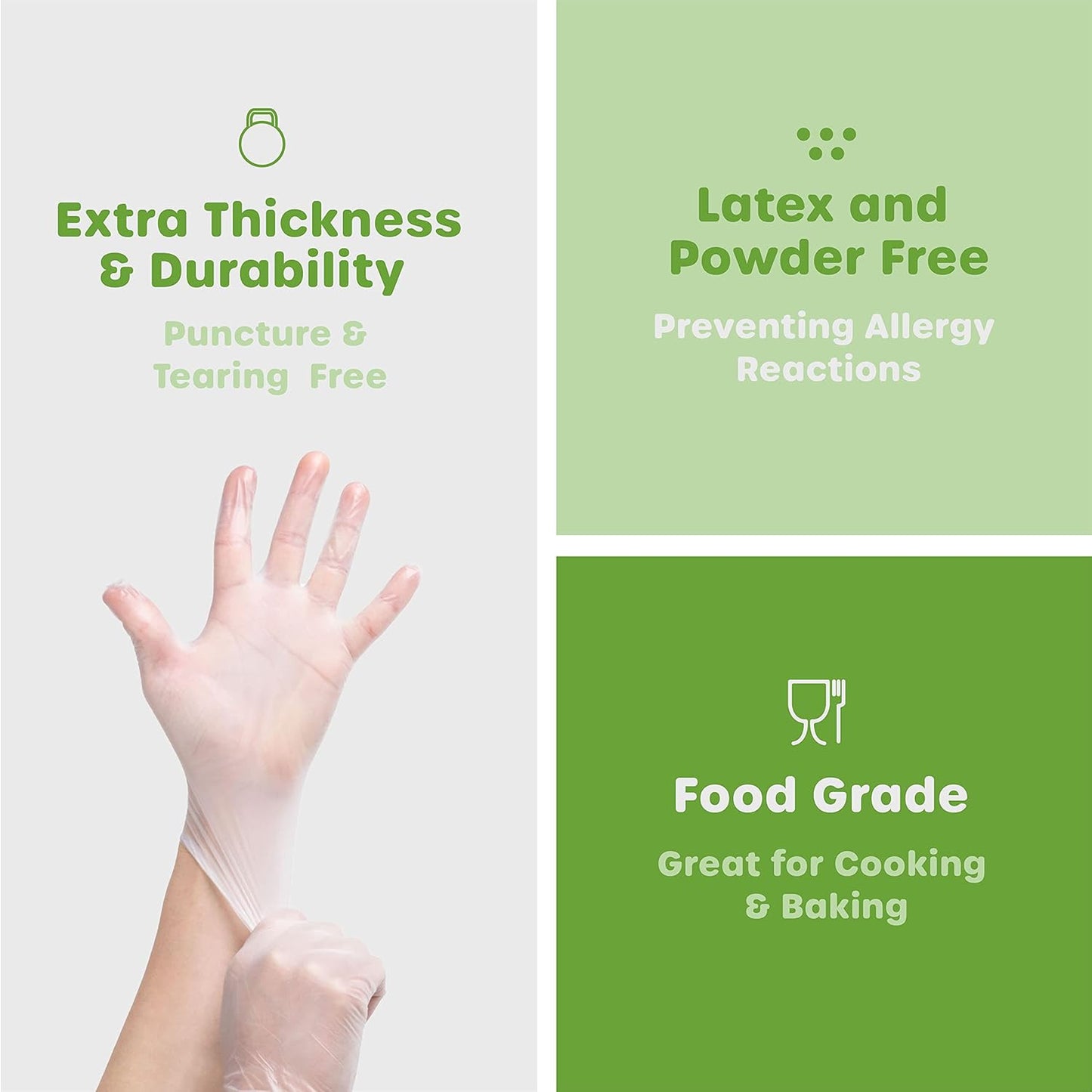 GUSTO Disposable Vinyl Gloves – Clear, Latex-Free, Powder-Free, BPA-Free – Safe for Food Handling, Cooking & Cleaning