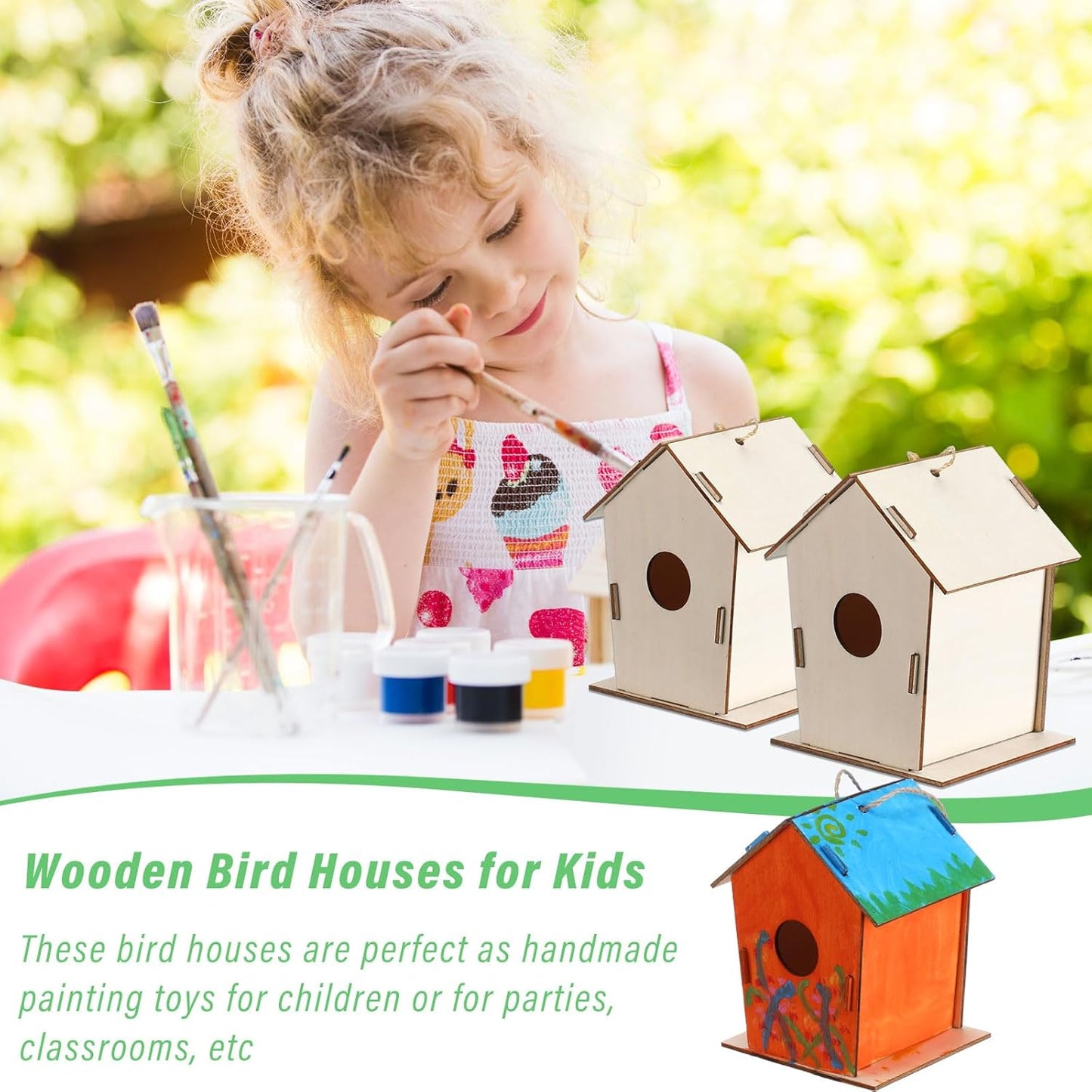 12 Pcs 6.3'' Wooden Bird Houses Kits Bulk for Kids to Build DIY Unfinished Wood Birdhouses to Paint Wood Arts and Crafts Birthday Gifts for Vbs Crafts Class Parties