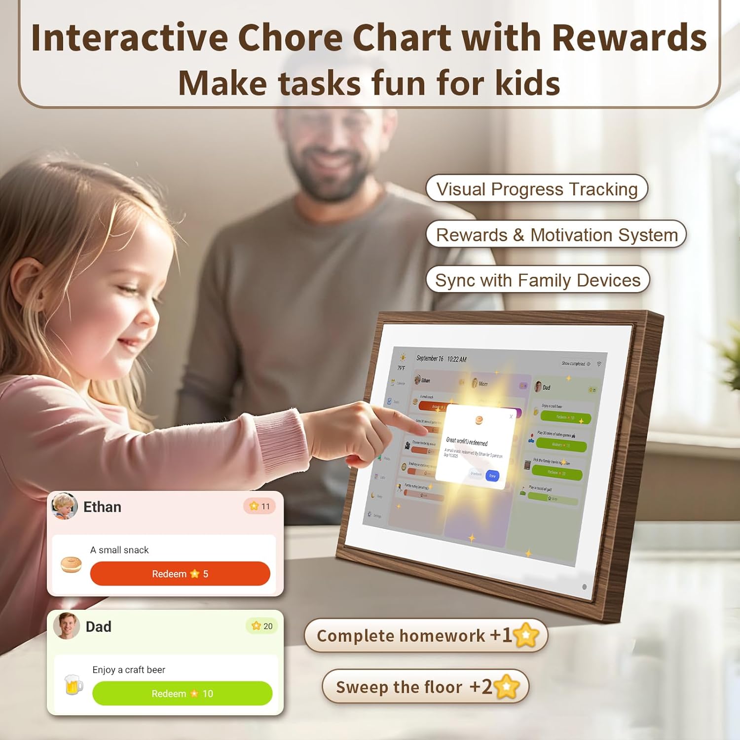 10.1 Inch Digital Calendar Chore Chart with Touchscreen - Full HD Inte