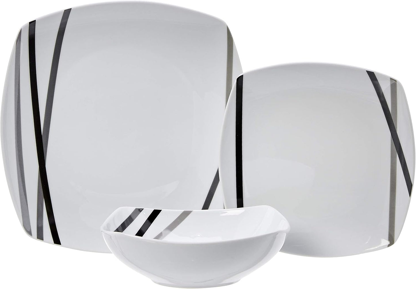 Amazon Basics 18 Piece Kitchen Dinnerware Set, Dishwasher and Microwav
