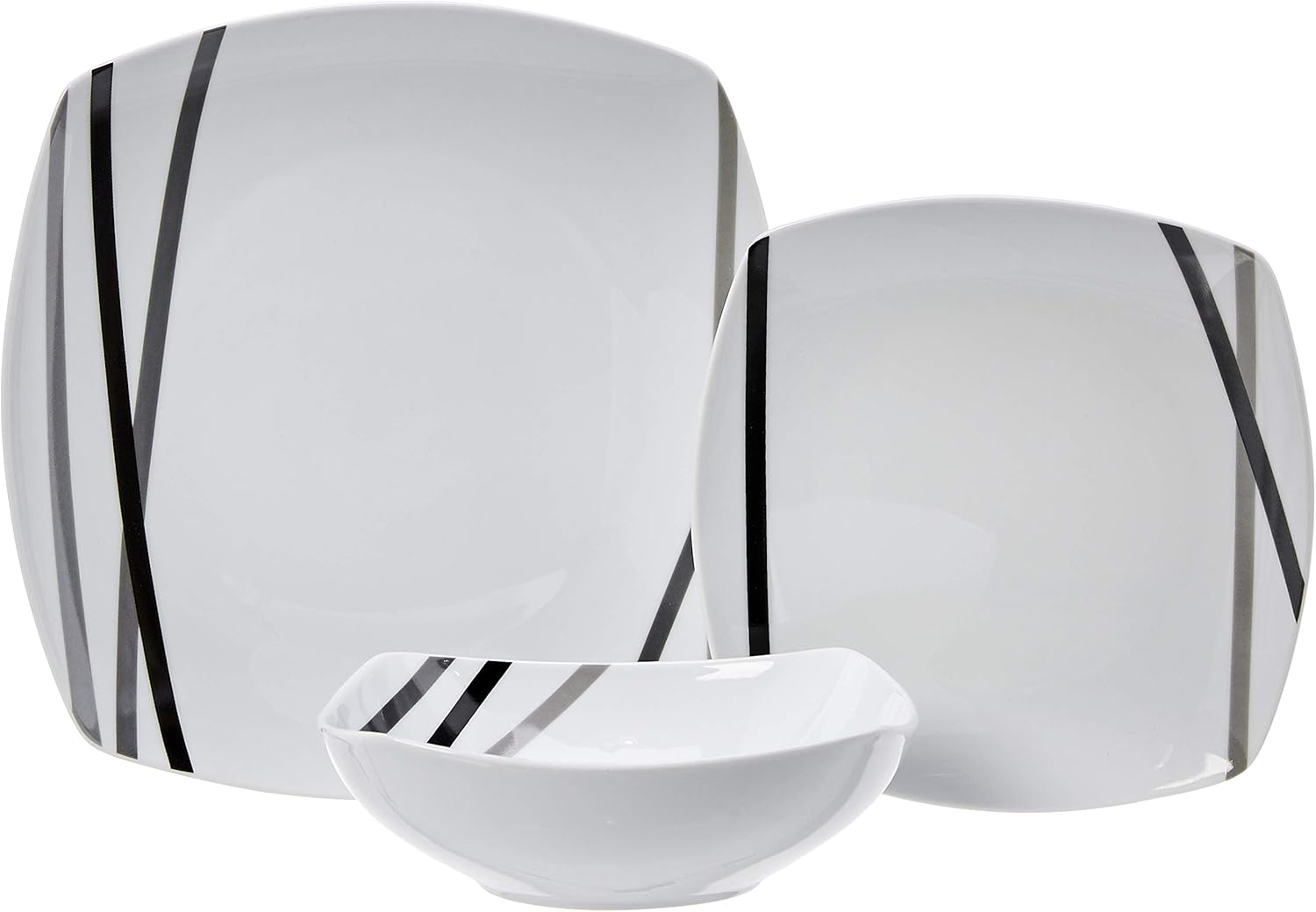 Amazon Basics 18 Piece Kitchen Dinnerware Set, Dishwasher and Microwav