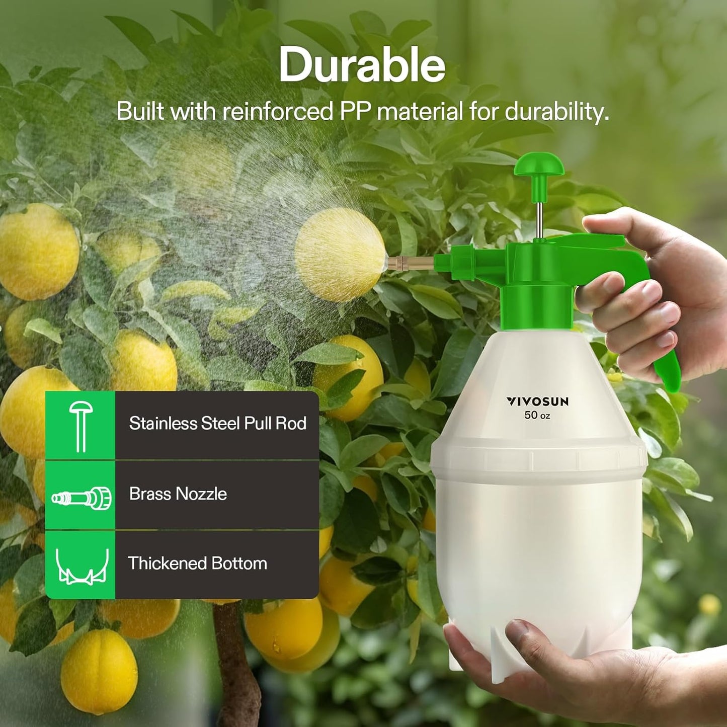 VIVOSUN 50oz Pump Sprayer, Handheld Garden Water Sprayer Bottle with A