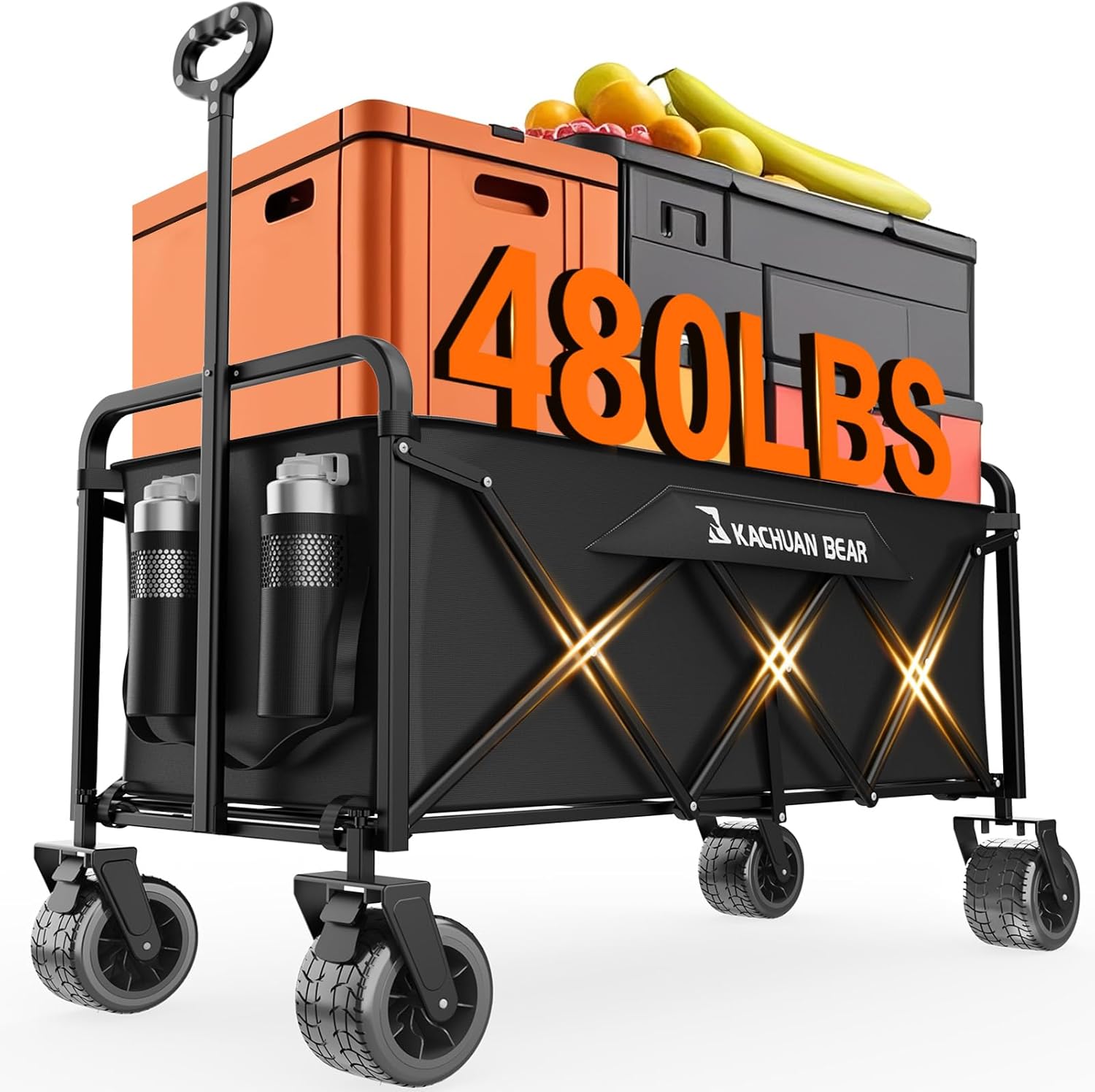 300L Large Collapsible Wagons Carts with Big All-Terrain Beach Wheels,