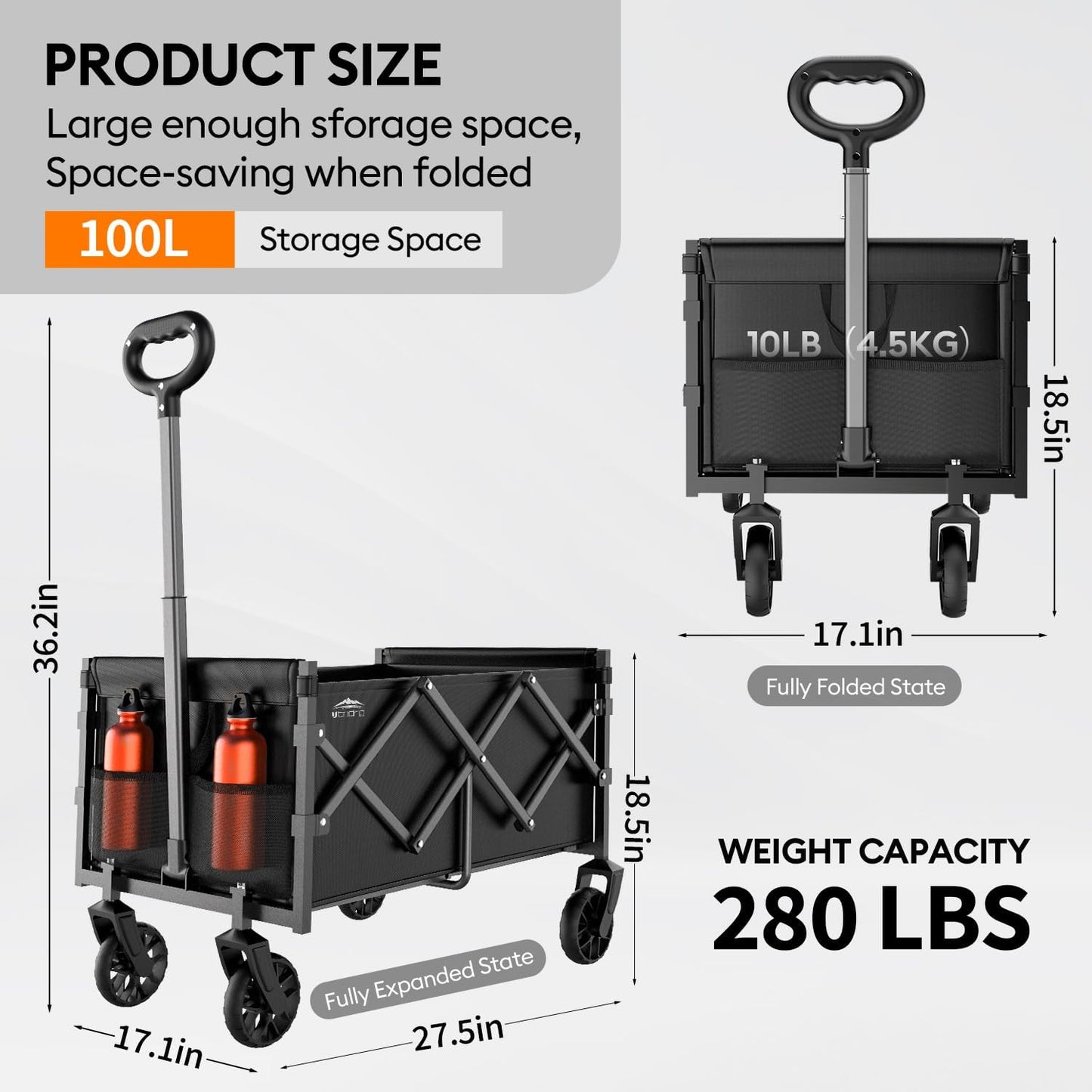 Collapsible Wagons Carts Foldable - Portable Heavy Duty Folding Beach 