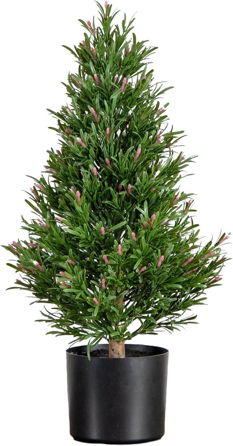 Nearly Natural 2ft. UV Resistant Artificial Rosemary Cone Topiary Tree (Indoor/Outdoor)