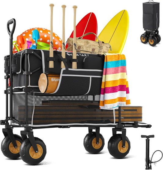 𝐔𝐩𝐠𝐫𝐚𝐝𝐞 Beach Wagon with Big Wheels for Sand, Double-Layer, 9" 