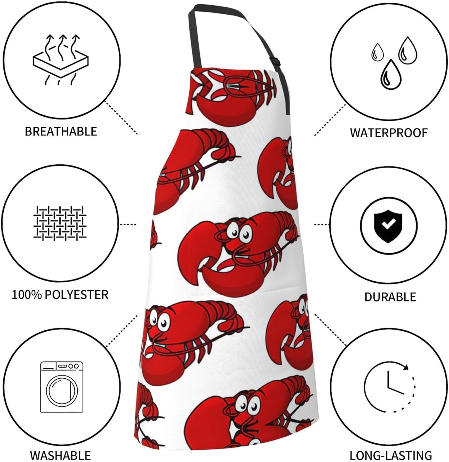 Red Lobster Print Print Laundry apron 28x33 In Waterproof Kitchen Apro