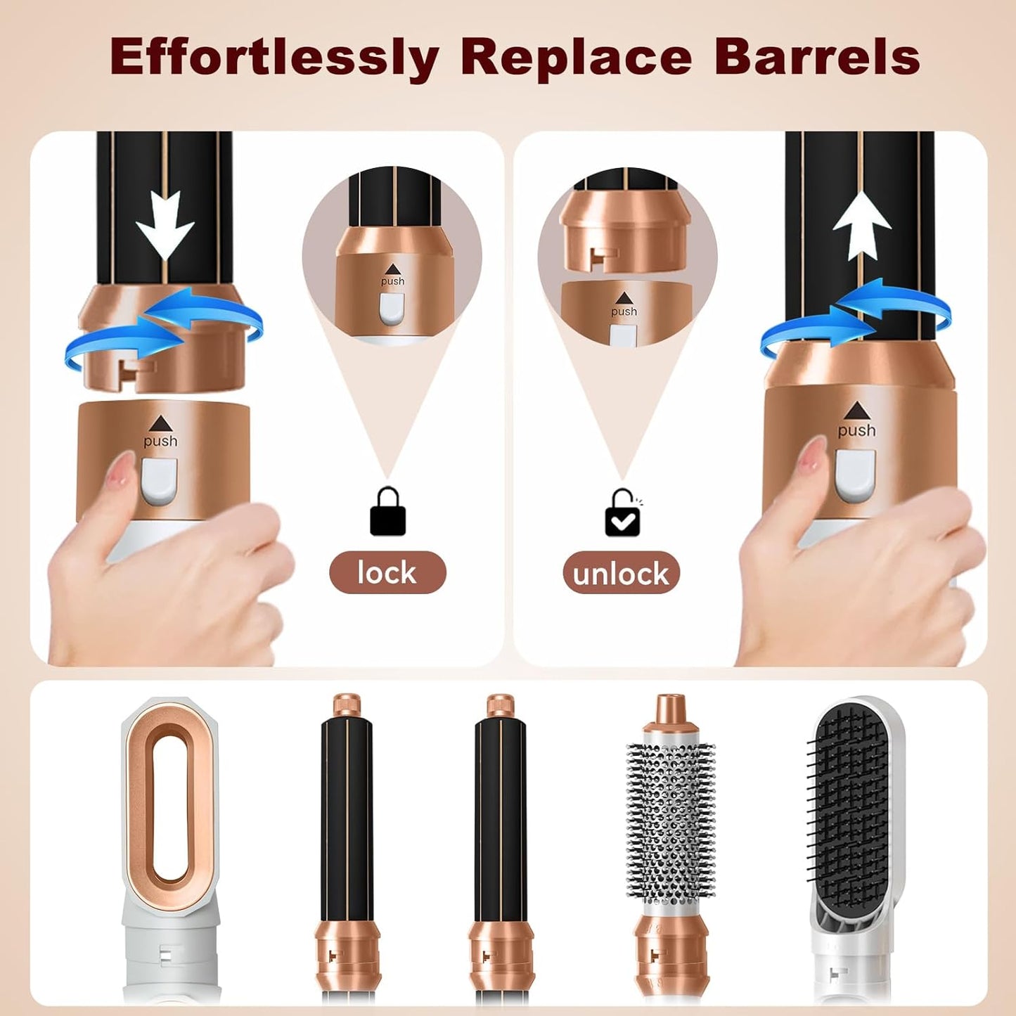 Hair Dryer Brush 5 in 1, Negative Ion Blow Dryer Brush Set - 110,000 R