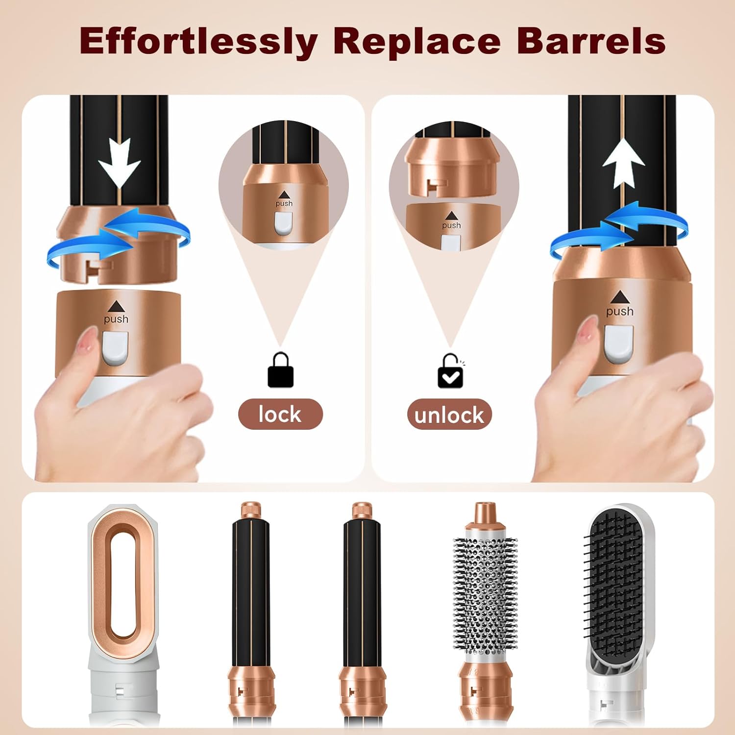 Hair Dryer Brush 5 in 1, Negative Ion Blow Dryer Brush Set - 110,000 R