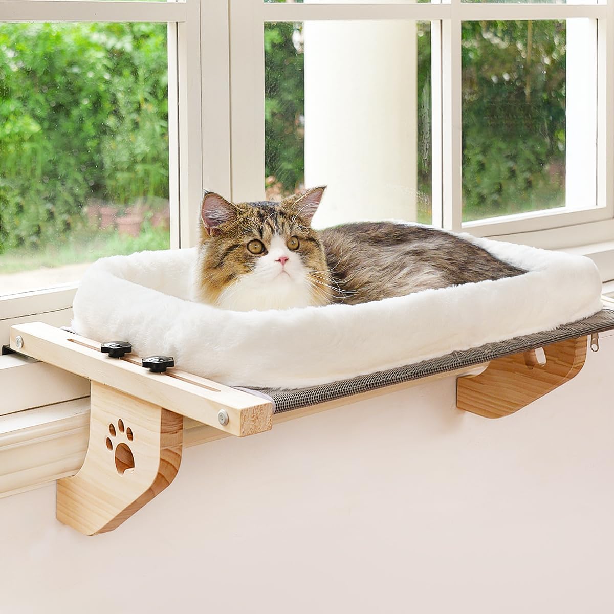 AMOSIJOY Cat Sill Window Perch Sturdy Hammock Seat with Cushion Bed Co