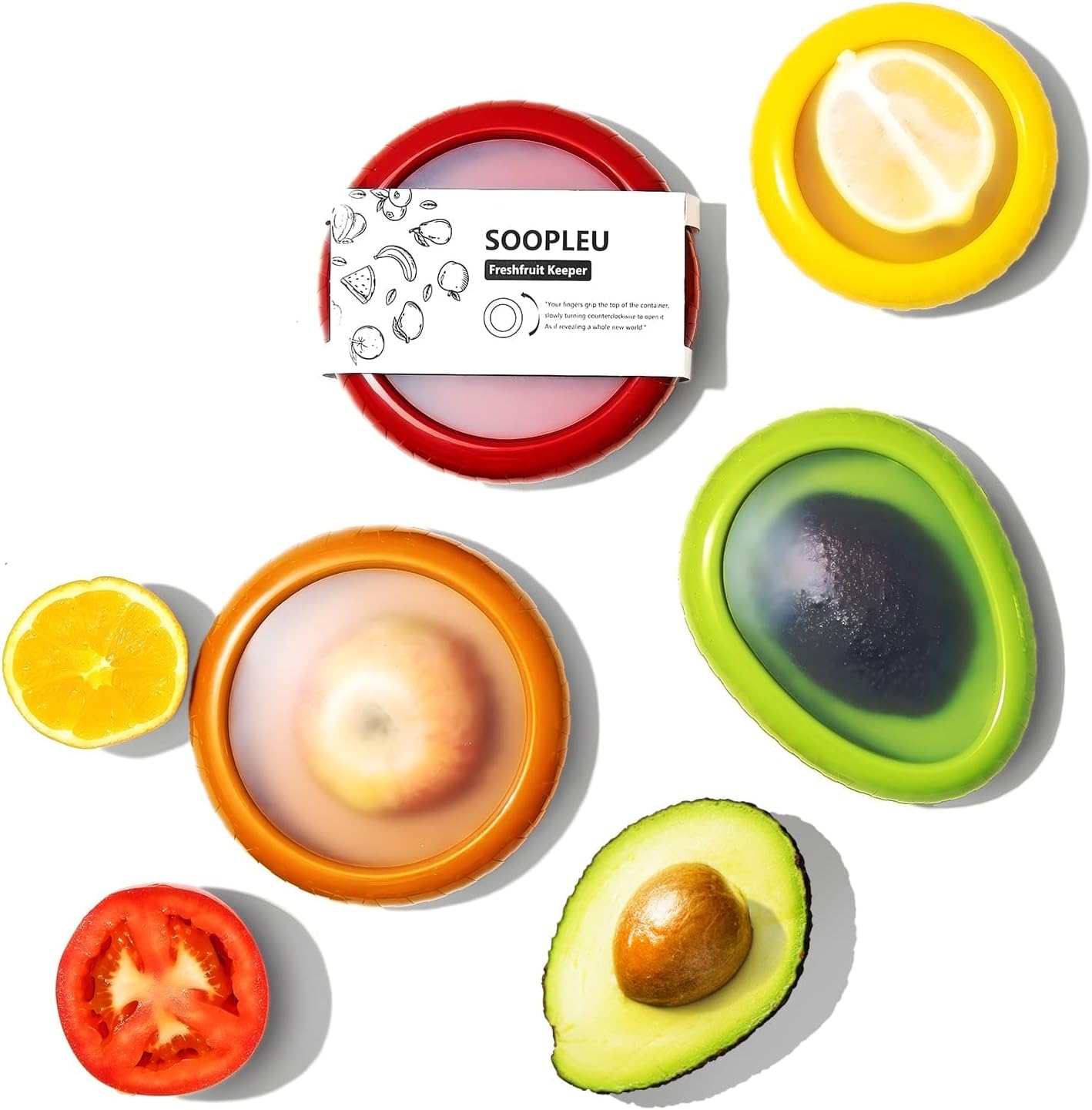 Avocado Saver and Tomato Holder - Set of 4 Reusable Storage Containers