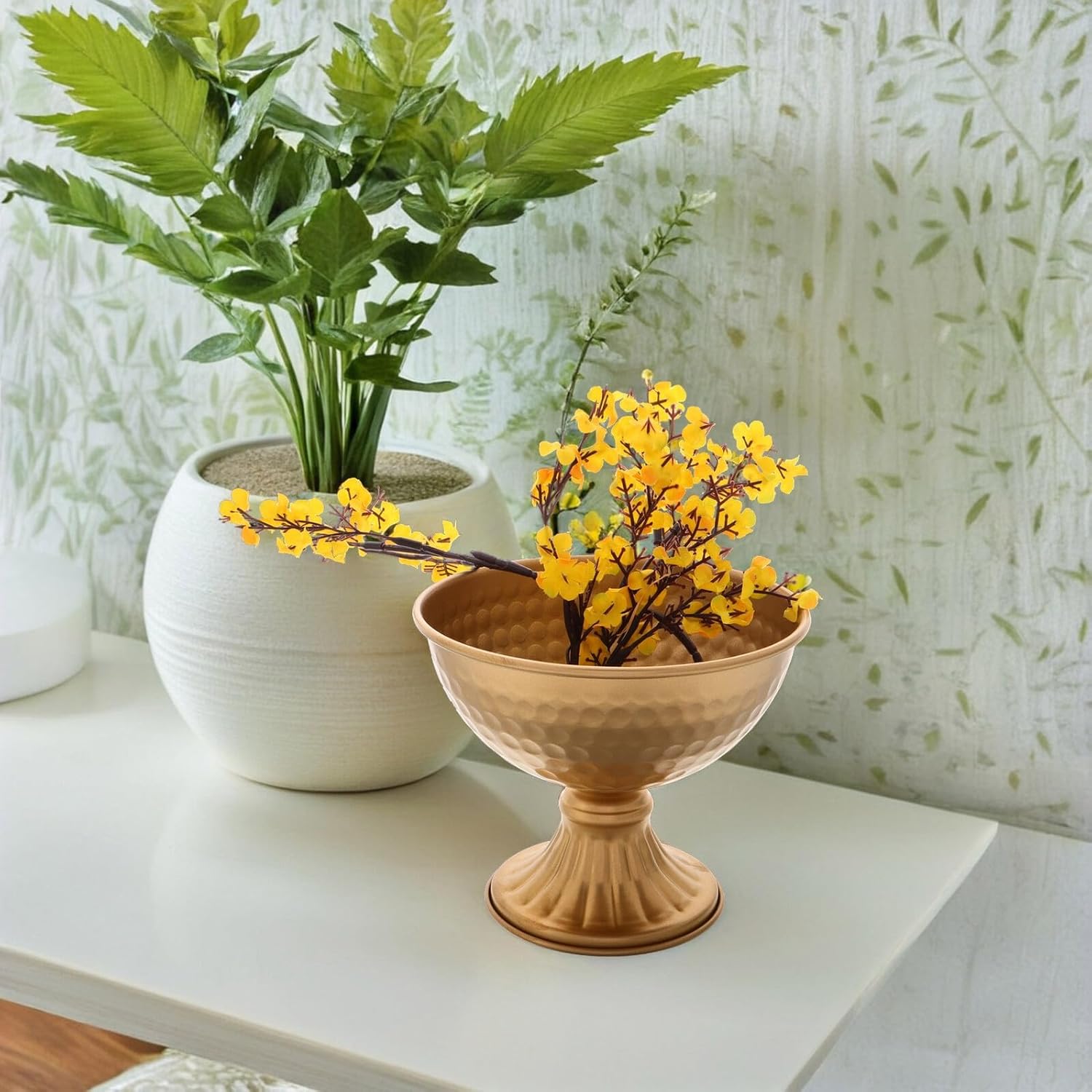 Milisten European Style Iron Vase with Gold Finish, High Pedestal Flow