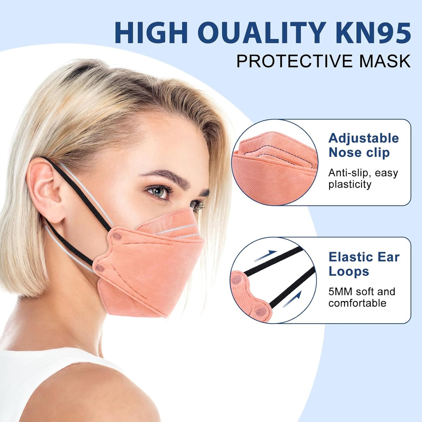 FENFEN KN95 Face Masks Disposable Adults - 50 Pack 5 Layer Protection 