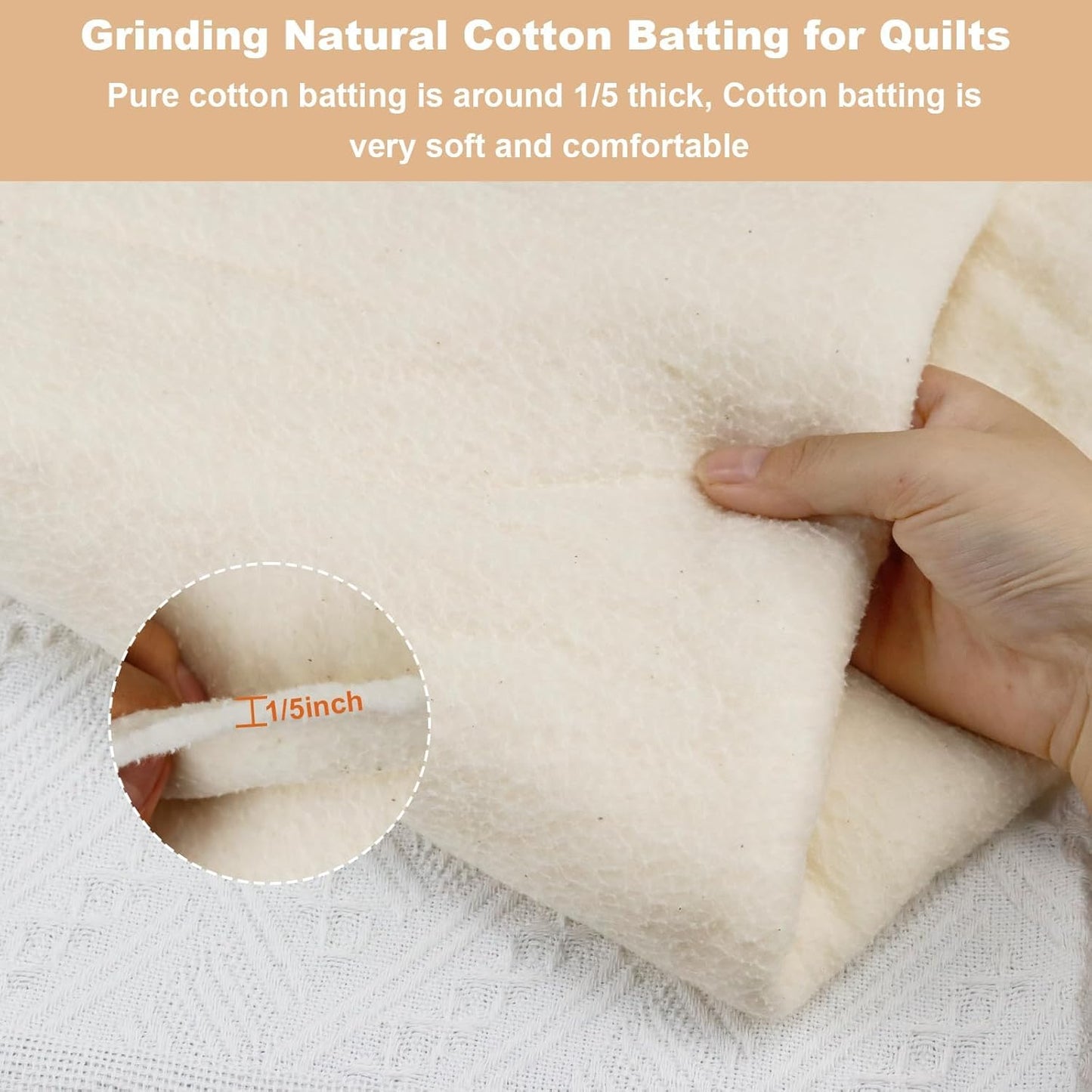 PLANTIONAL Grinding Natural Cotton Quilt Batting: 47-Inch x 59-Inch Li