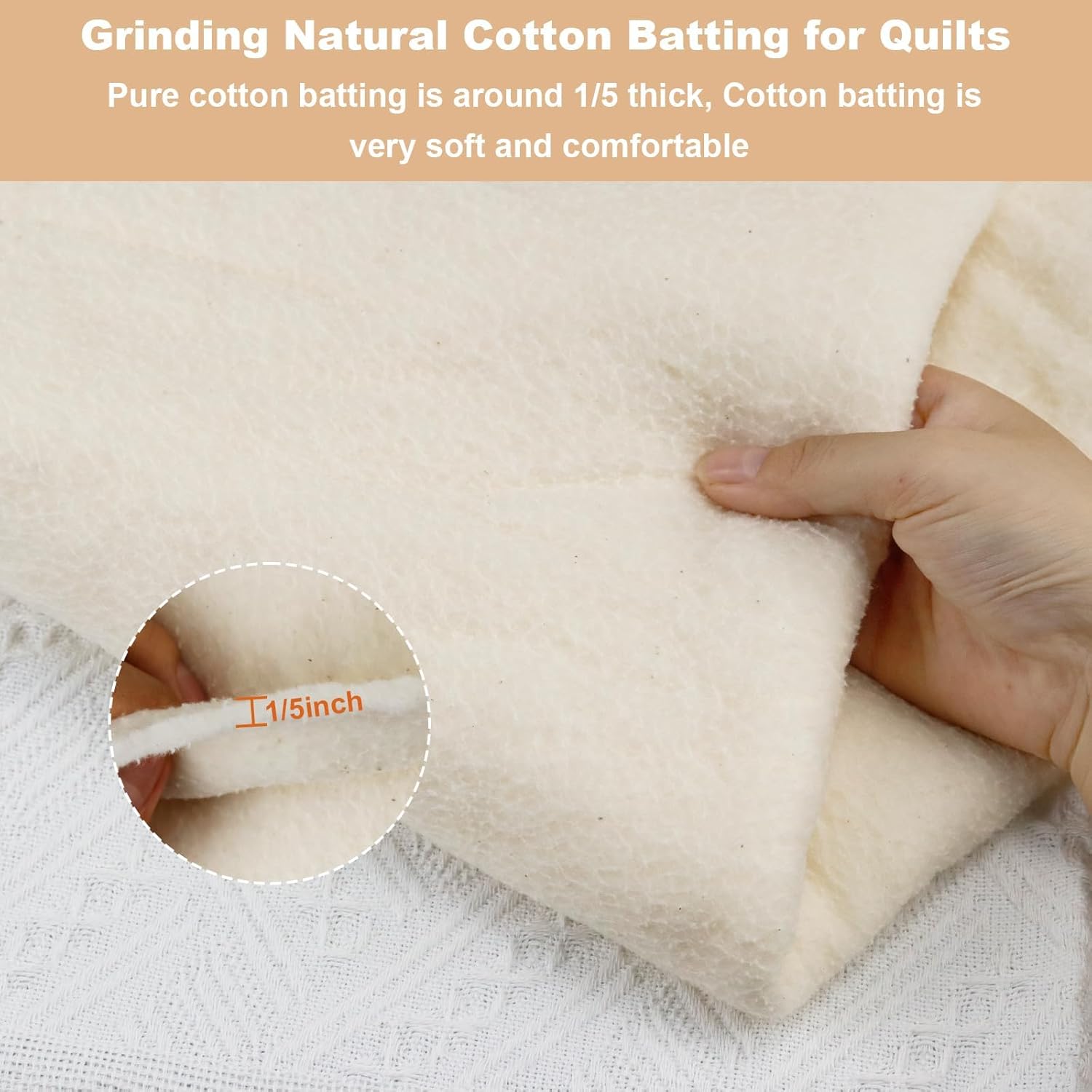 PLANTIONAL Grinding Natural Cotton Quilt Batting: 47-Inch x 59-Inch Li