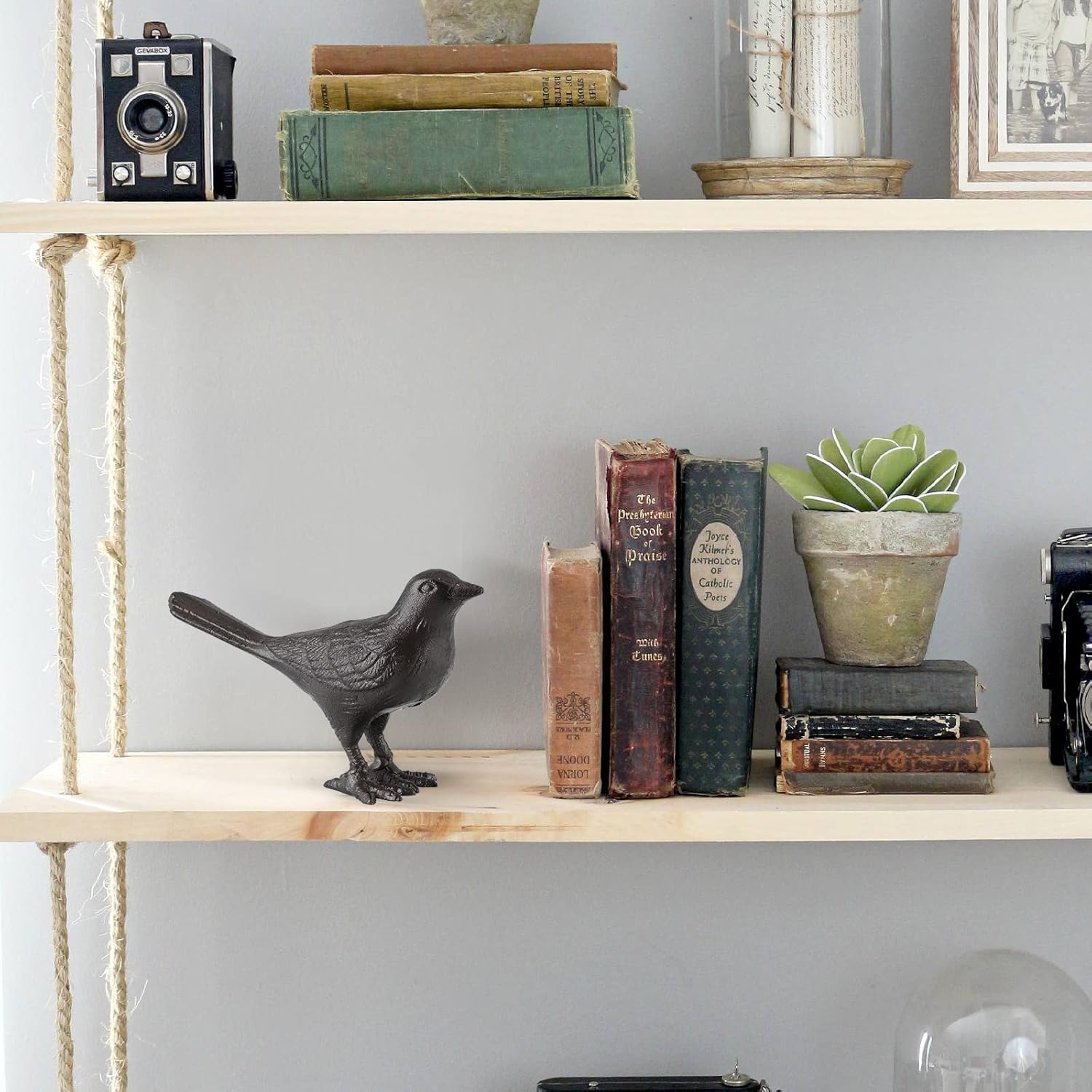 MOLIGOU Cast Iron Bird Figurine, Bird Statues Home Decor, Decorative D