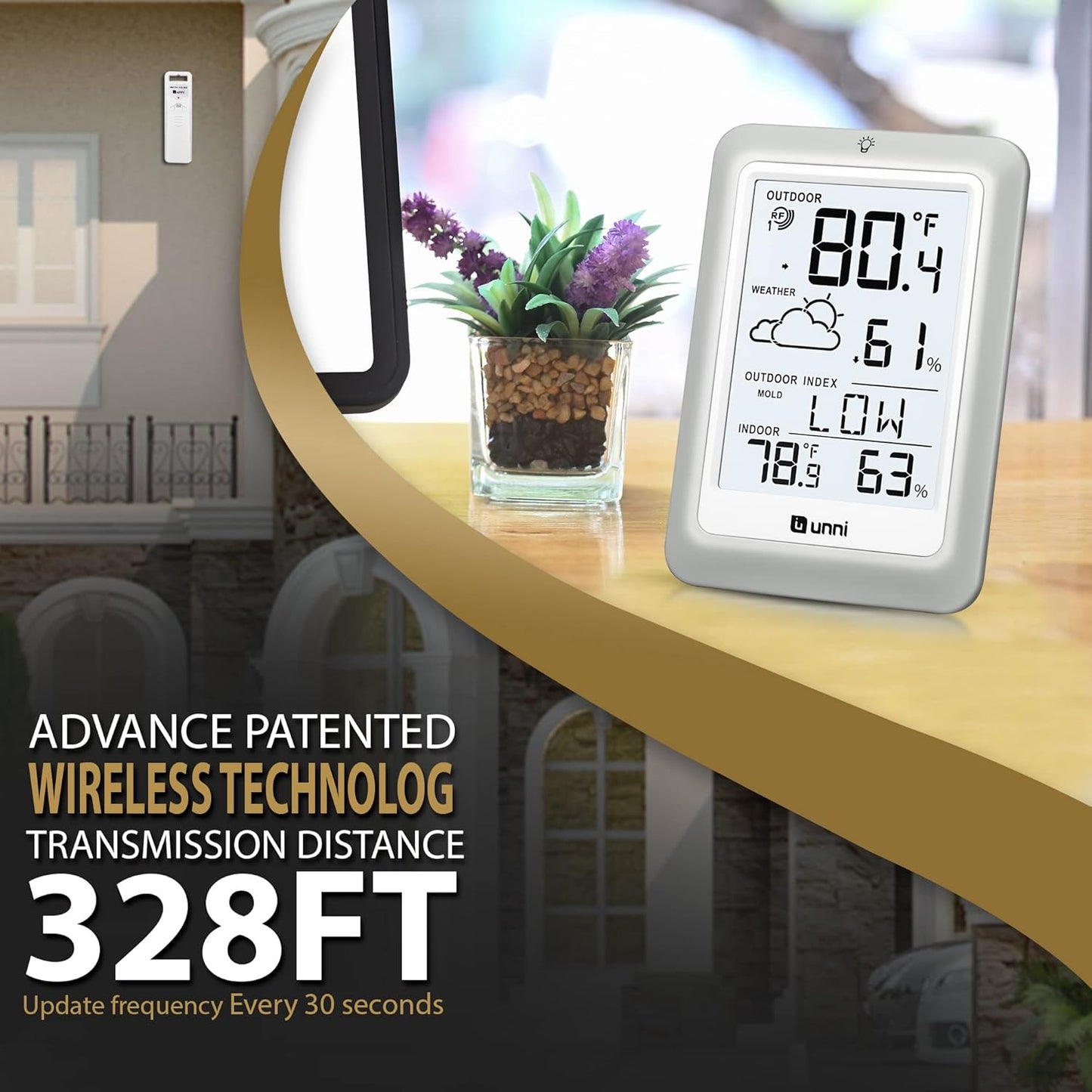 Indoor Outdoor Thermometer Hygrometer Wireless Weather Station, Temper
