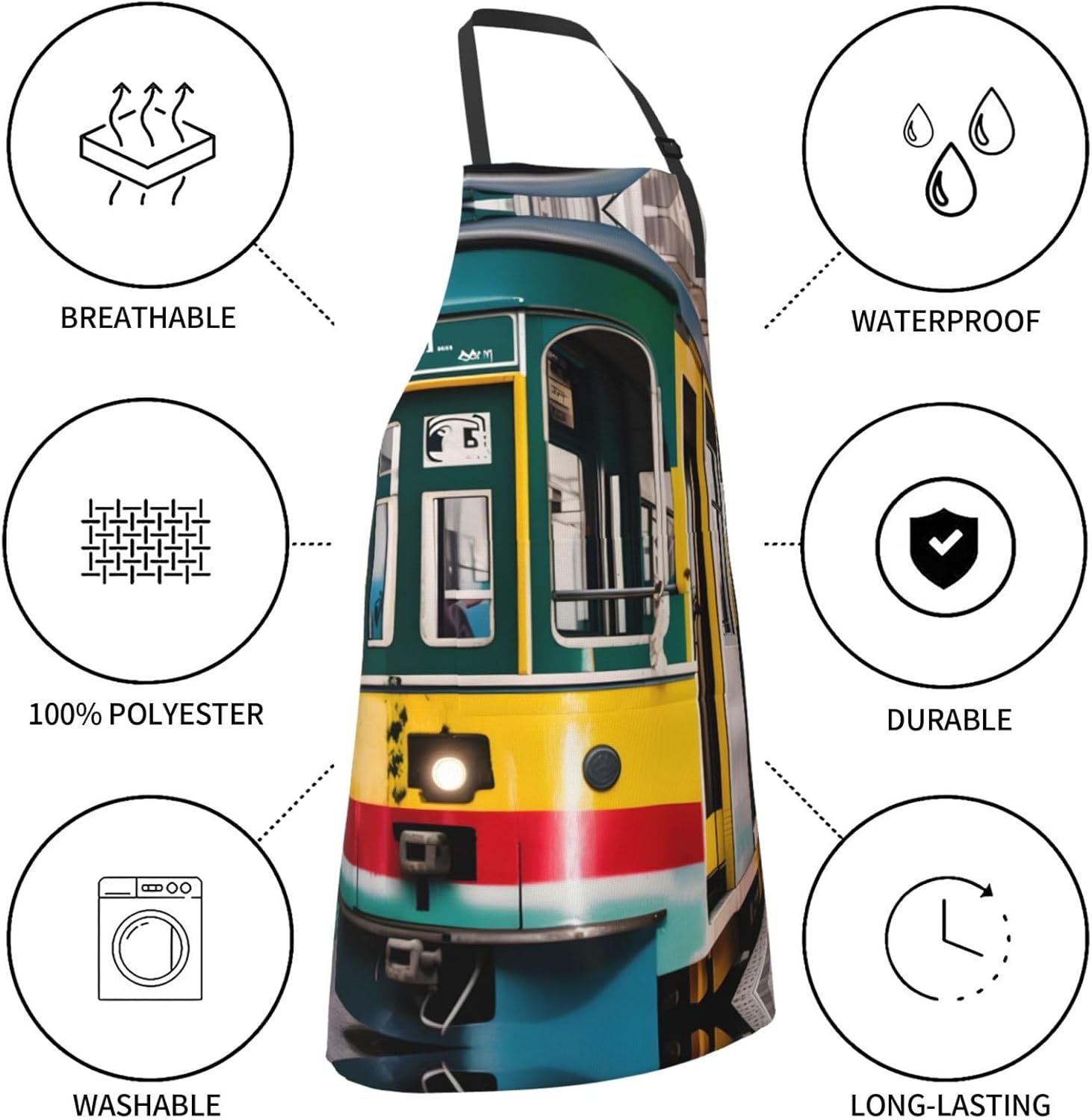 lisbon tram Print Laundry apron 28x33 In Waterproof Kitchen Apron with