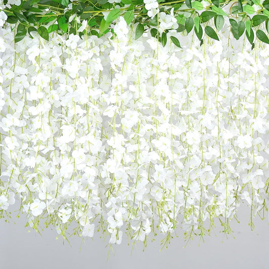 30 Branches Wisteria Hanging Flowers White Artificial Wisteria Hanging