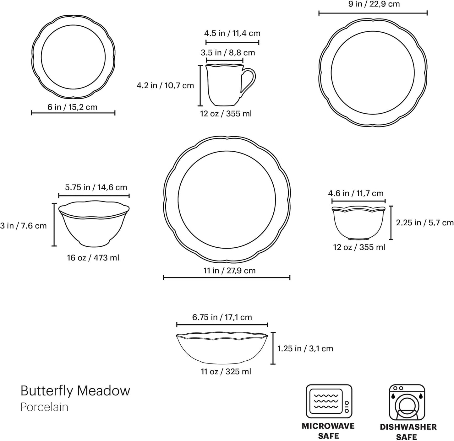 Lenox Dinnerware Set, Butterfly Meadow 28-Piece Set, Service For 4, Po