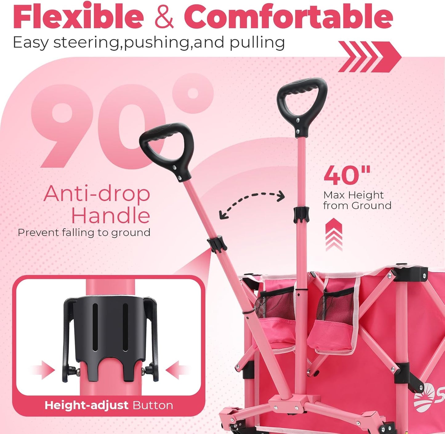 Sekey Collapsible Foldable Wagon with 330lbs Weight Capacity, Heavy Du