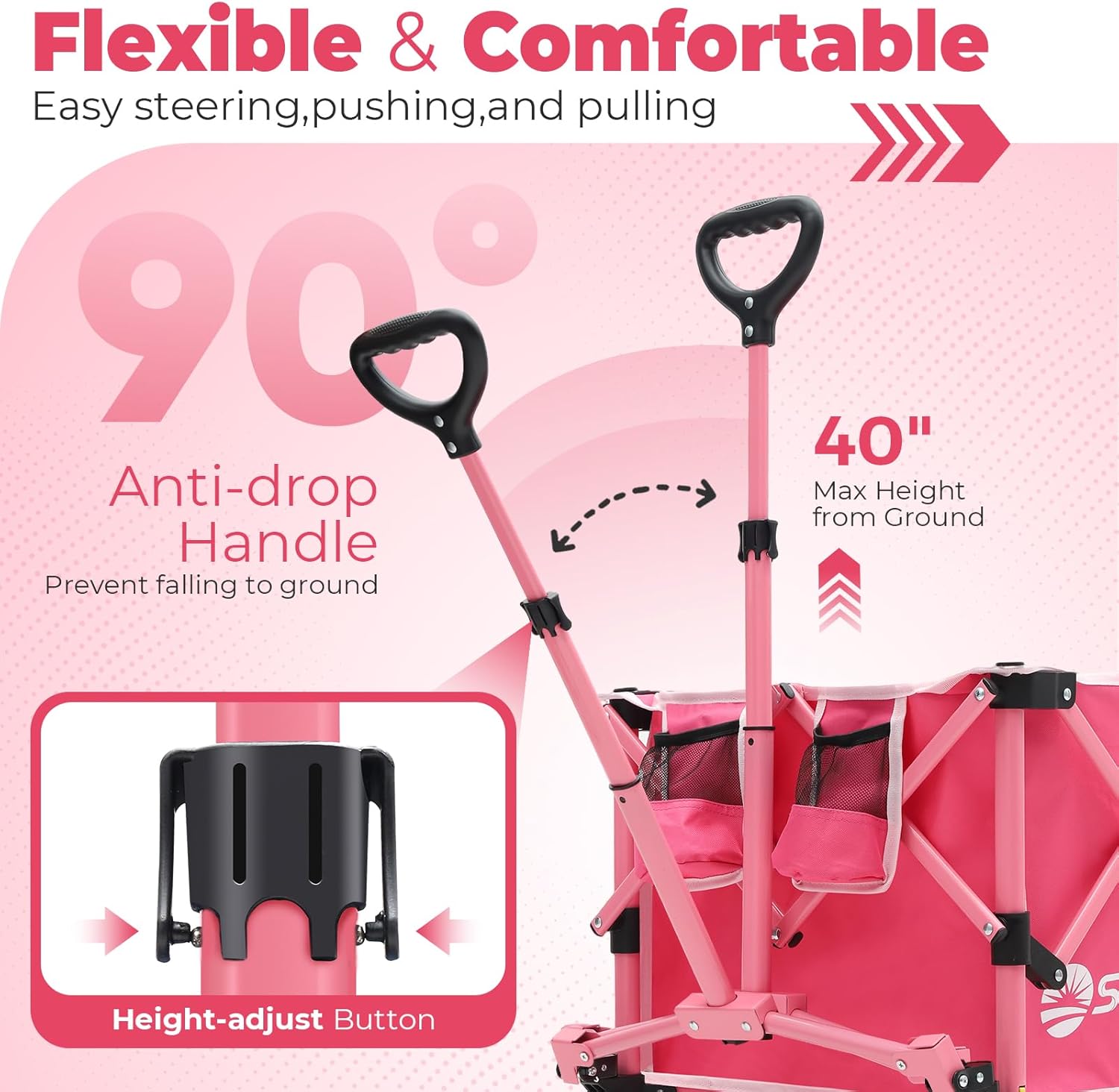 Sekey Collapsible Foldable Wagon with 330lbs Weight Capacity, Heavy Du