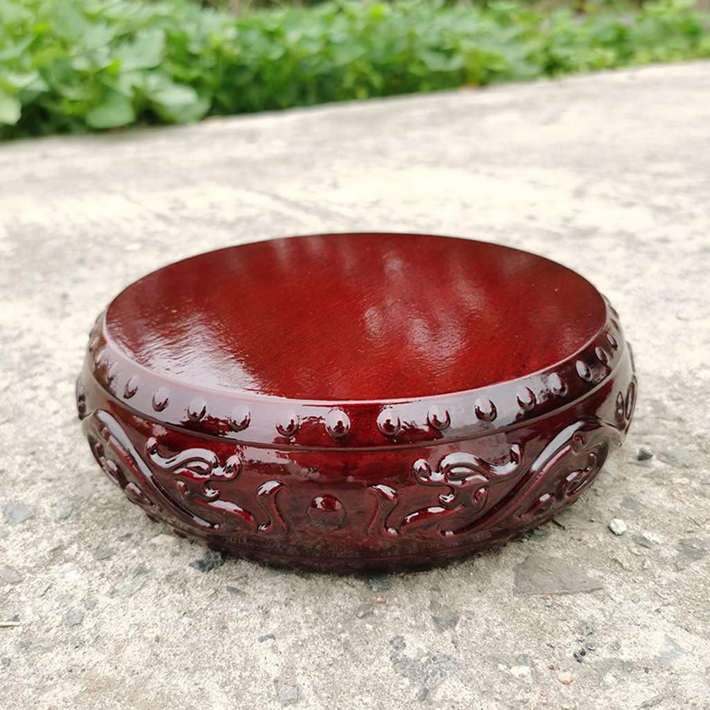 Vase Stand Indoor Vase Base Wood Carving Round Base Wood Carving Stone Flower Pot Base Retro Family Living Room Garden Plant Bracket Decoration Bonsai Display ?Base (Size : A)