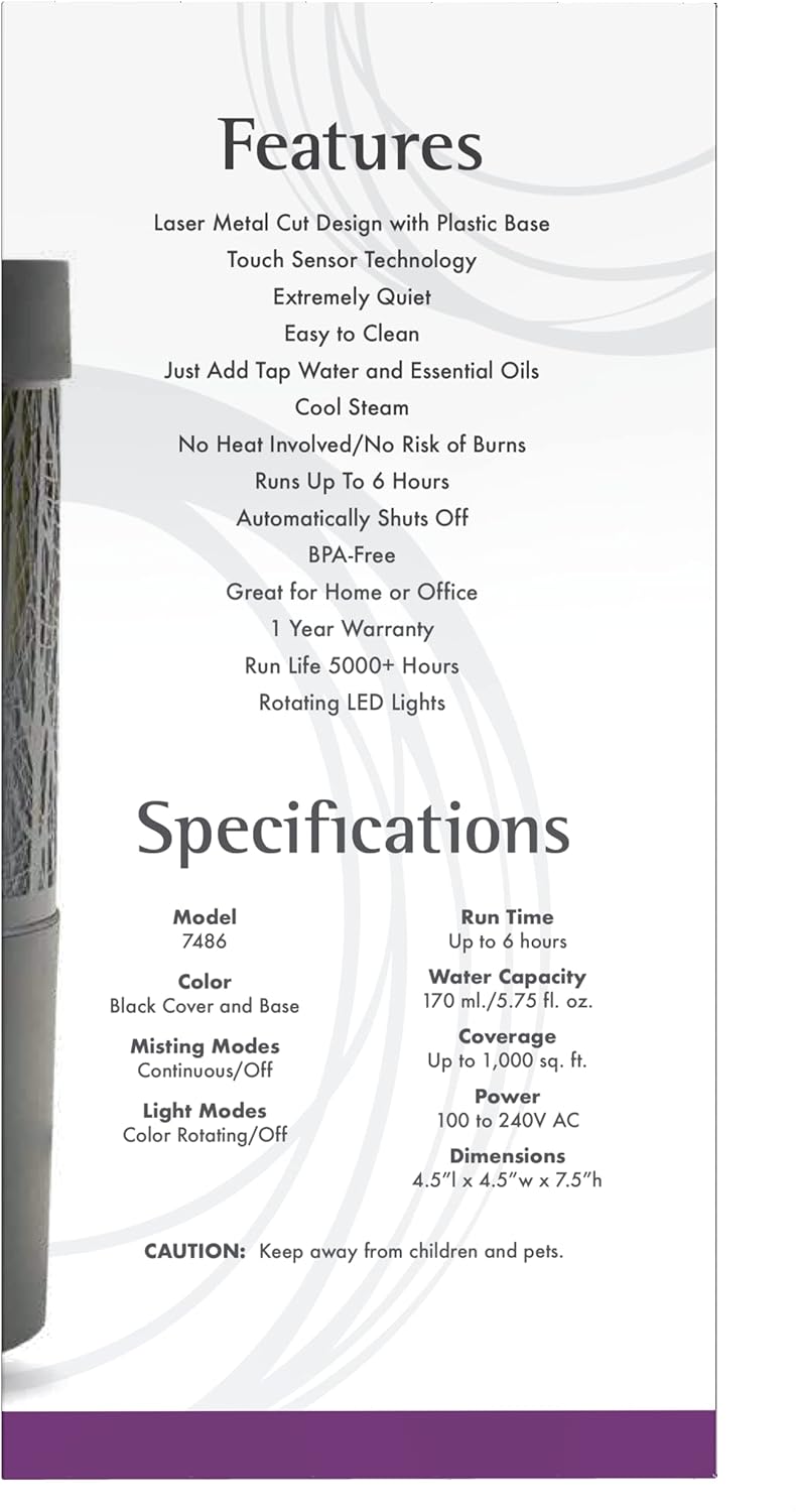 NOW Essential Oils, Metal Touch Ultrasonic Aromatherapy Oil Diffuser, 