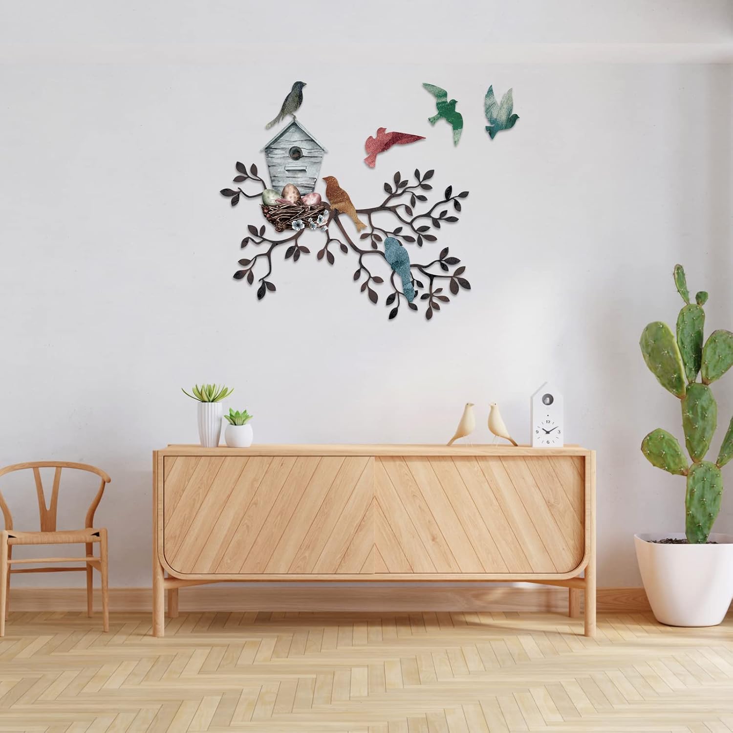 Tatuo Metal Bird Wall Art Birds on The Branch Wall Decor Hanging Metal