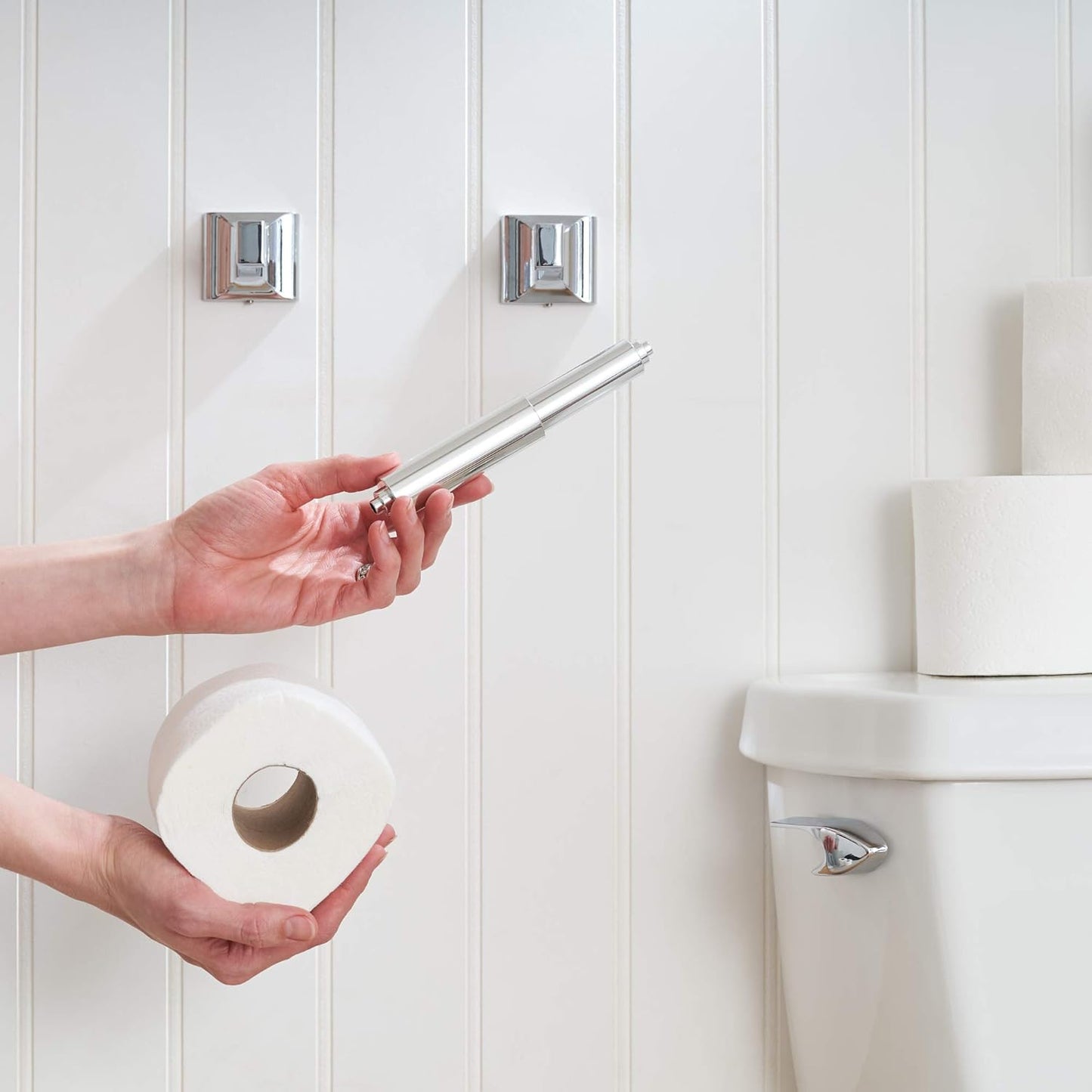 Universal Plastic Spring Loaded Toilet Paper Roll Holder Replacement, 