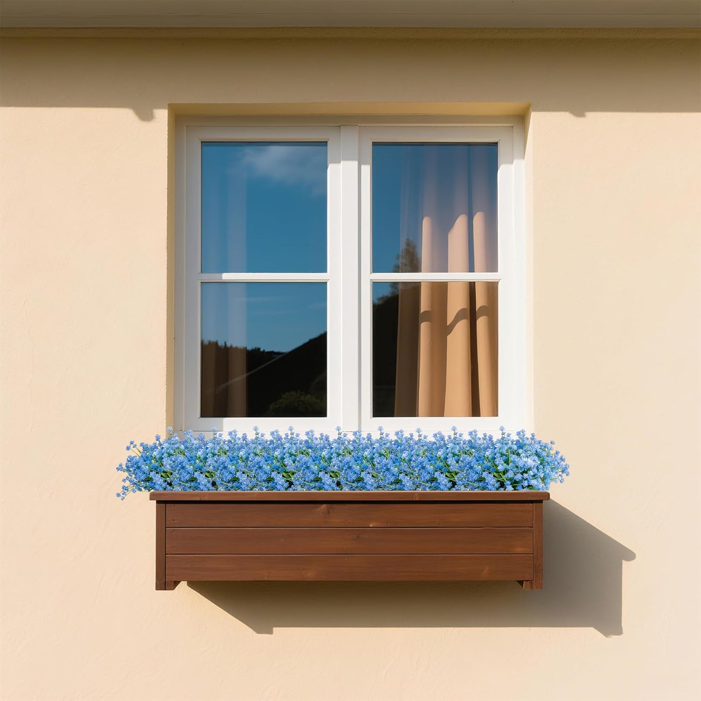 Artificial Flowers for Outdoors, 12 Bundles Fake Outdoor Flowers, Blue Artificial Flowers with Stems, Fake Flowers for Planters, UV Resistant Outdoor Flowers, Garden Porch Window Box Décor
