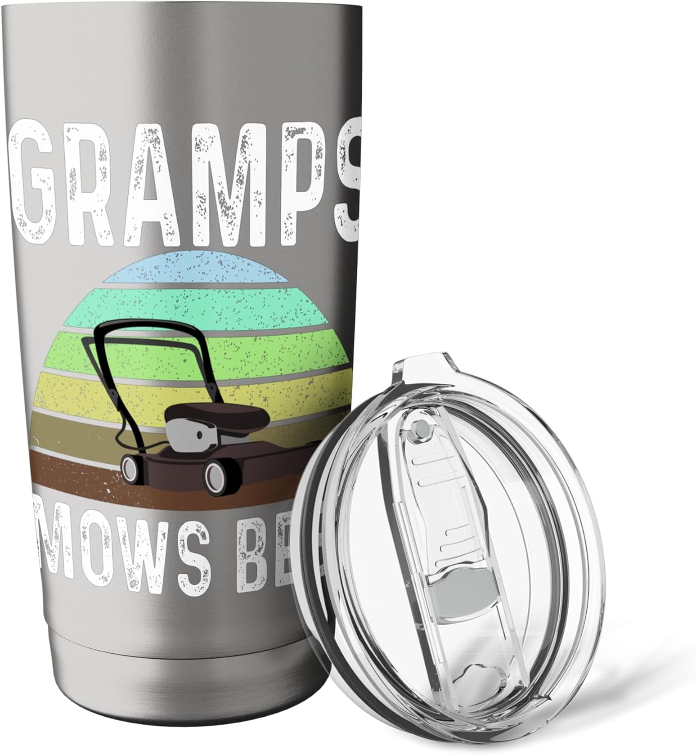 Funny Gramps Mows Best Lawn Care Grass Mowing Lawn Mower Dad Stainless Steel Insulated Tumbler