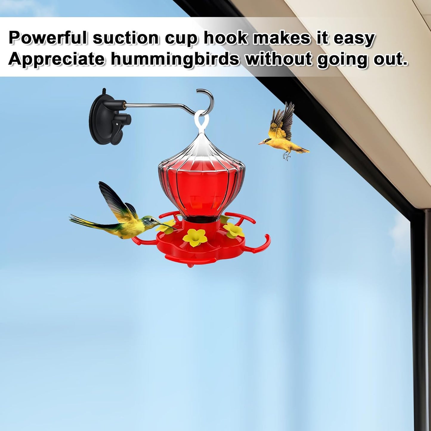 4pcs Window Suction Hooks for Bird Feeders - Compatible with Hummingbi