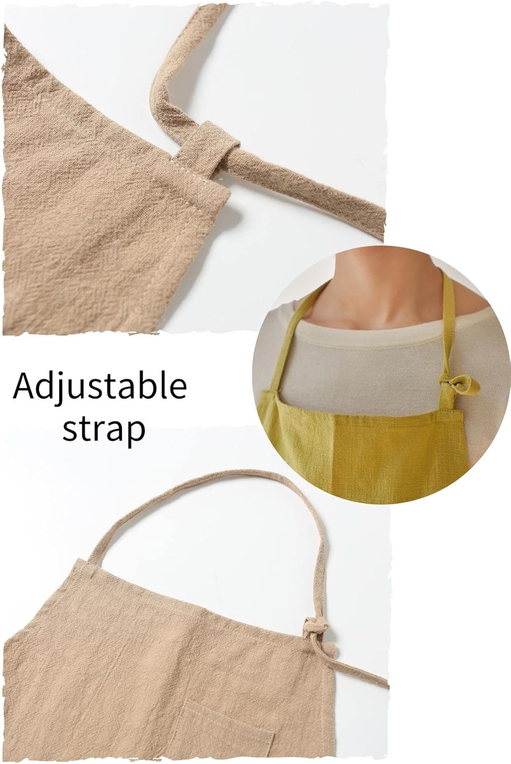 Jeelow Linen Cotton Cooking Kitchen Garden Bib Cross Back Apron Dress 