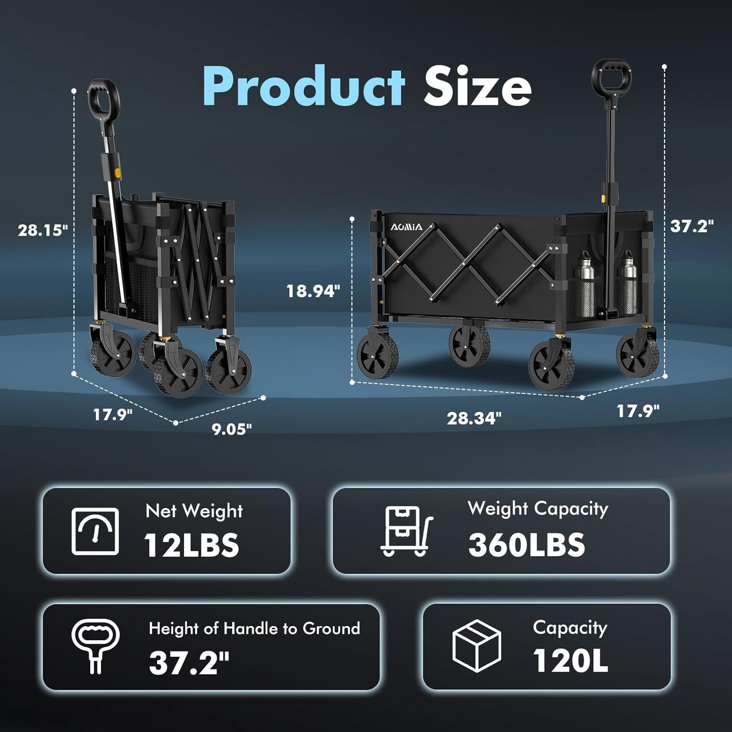 Collapsible Foldable Wagon with Wheels Heavy Duty Folding Wagons Carts
